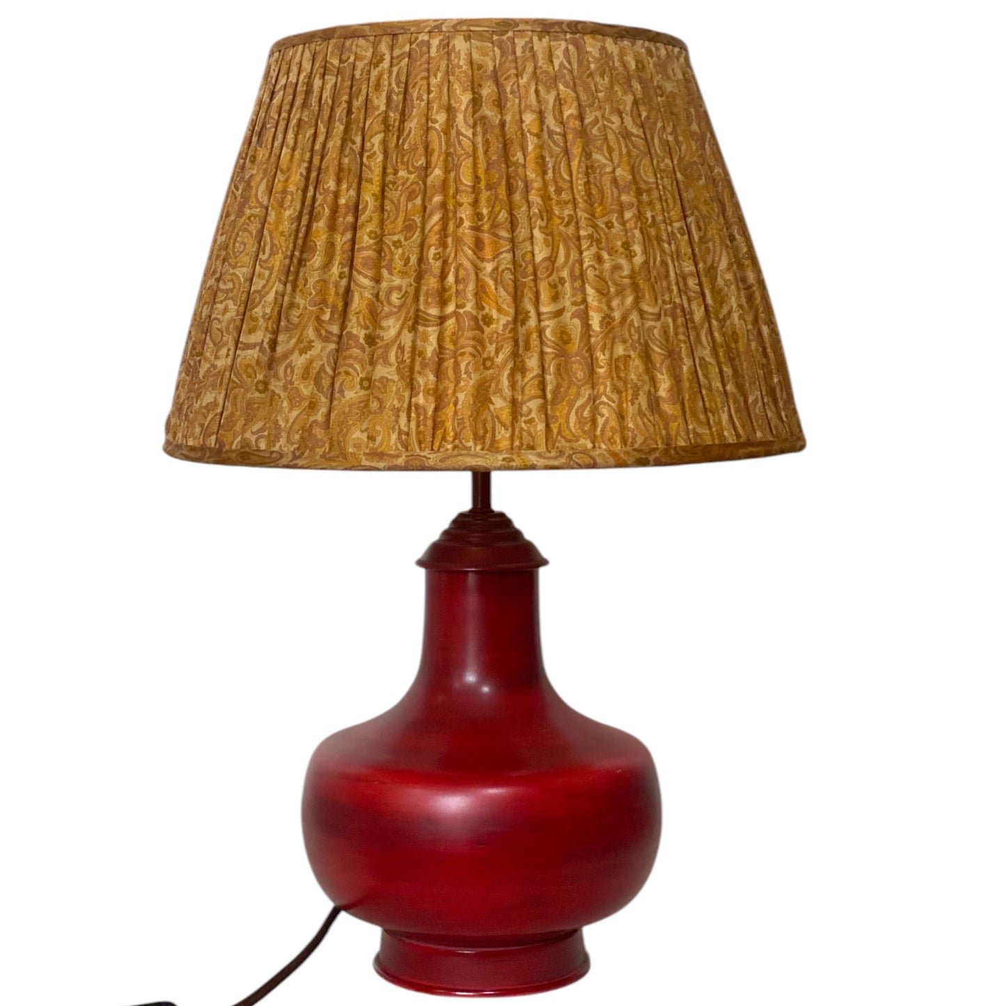 Old gold silk lampshade on priyanka lamp