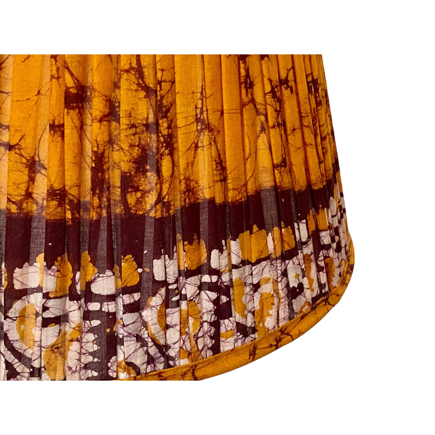 Orange batik lampshade close up