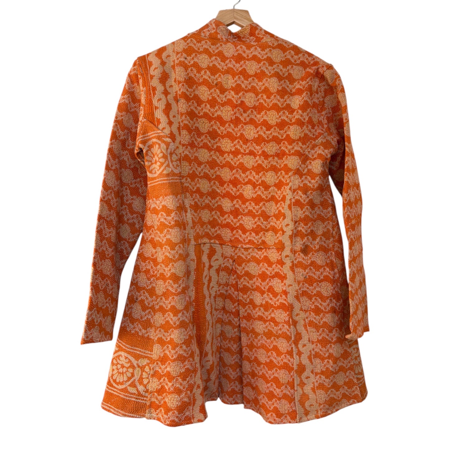 Orange kantha coat back