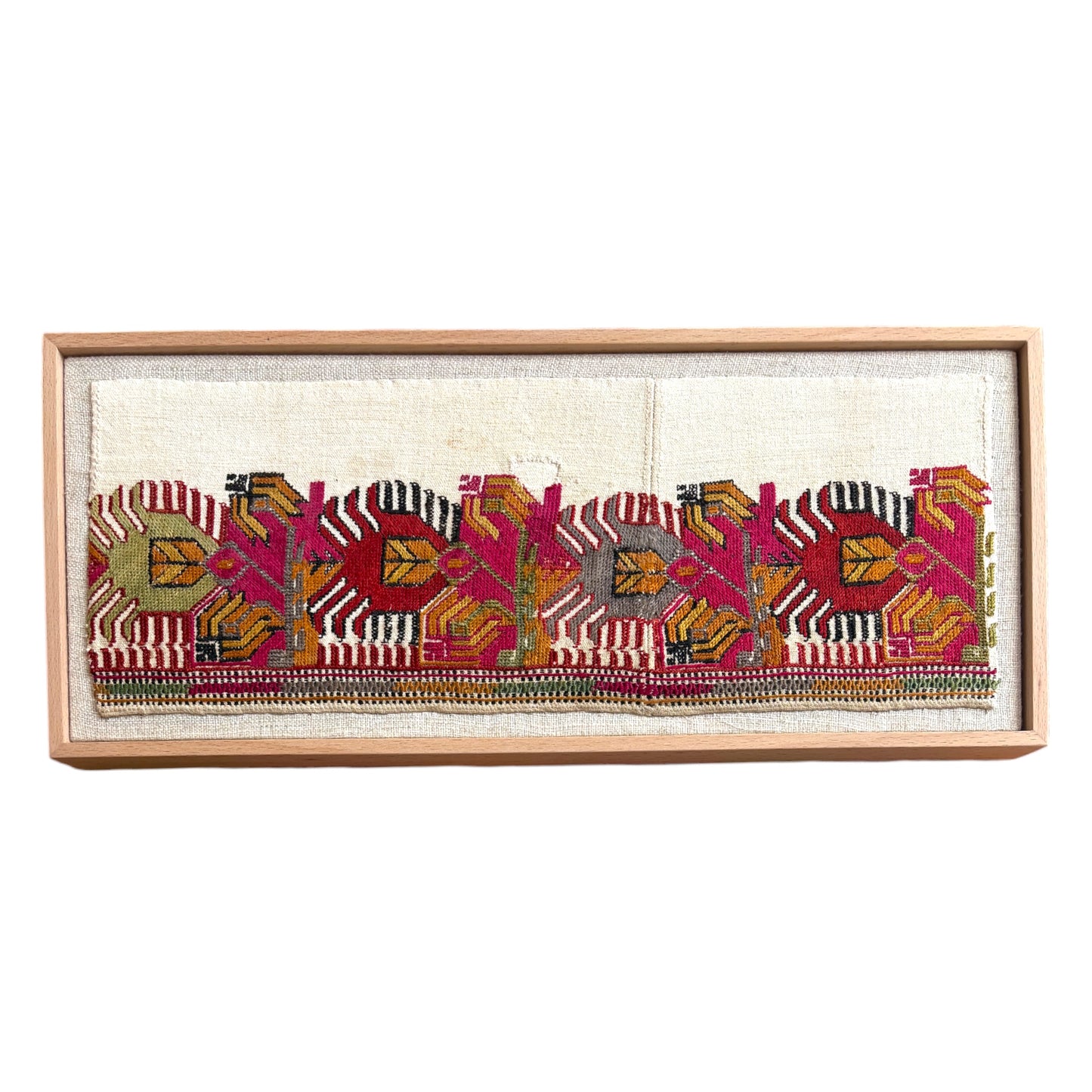Framed vintage Ottoman textile fragment