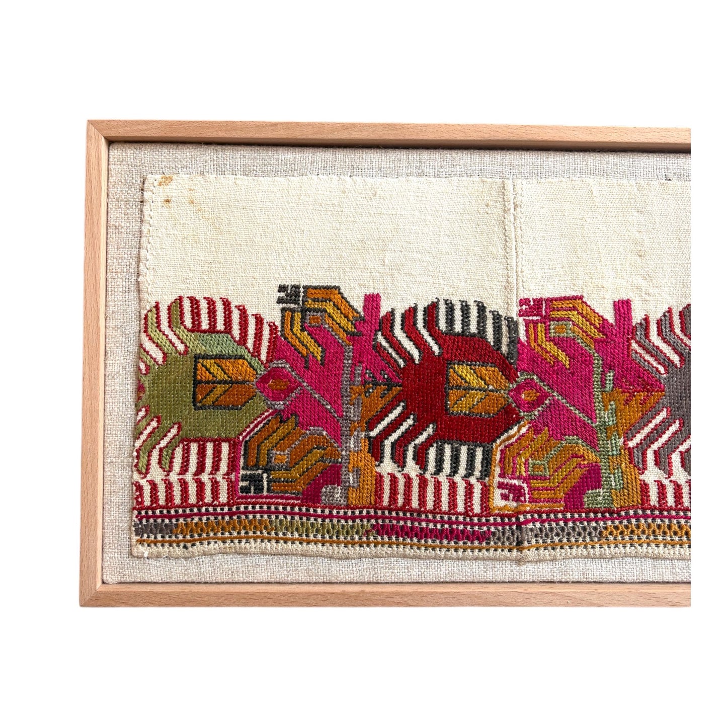 Framed vintage Ottoman textile fragment