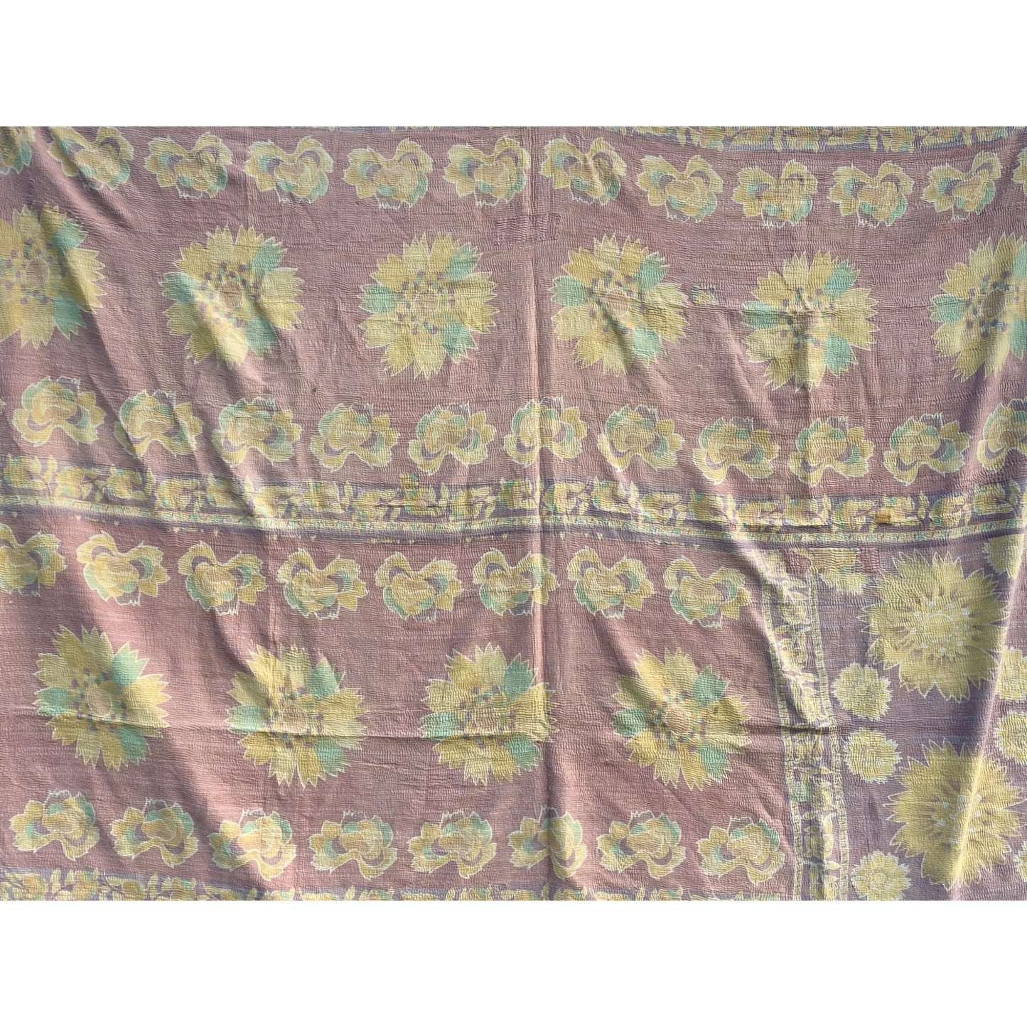 pale aubergine and pink kantha quilt