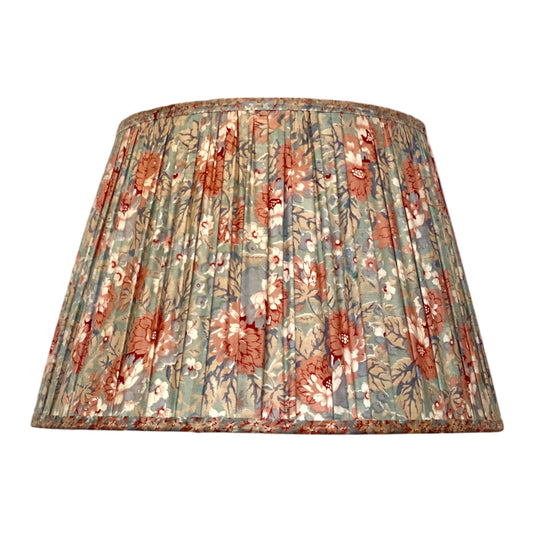 Pale blue and pink silk sari lampshade