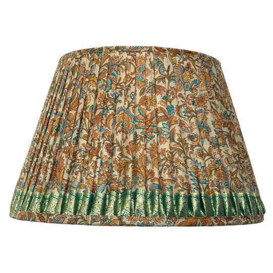 Peach and aqua vintage sari lampshade