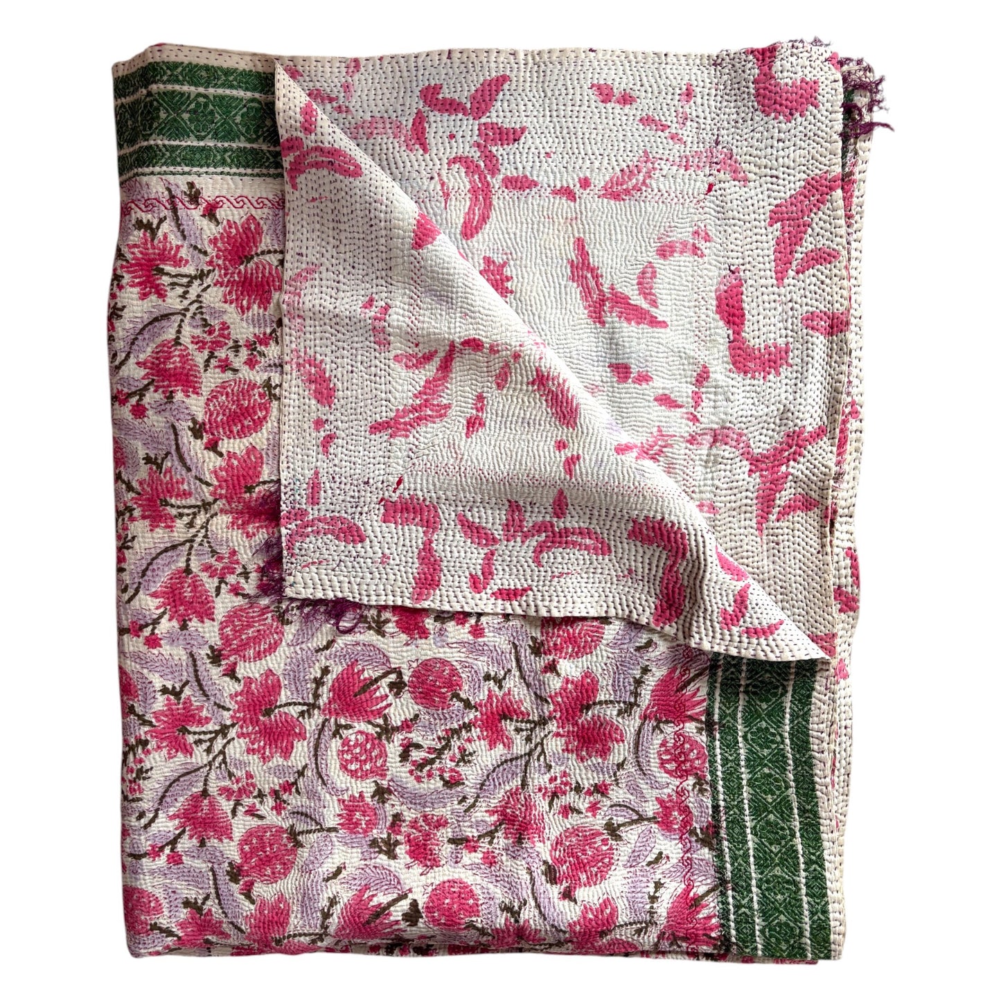 Block print kantha quilt