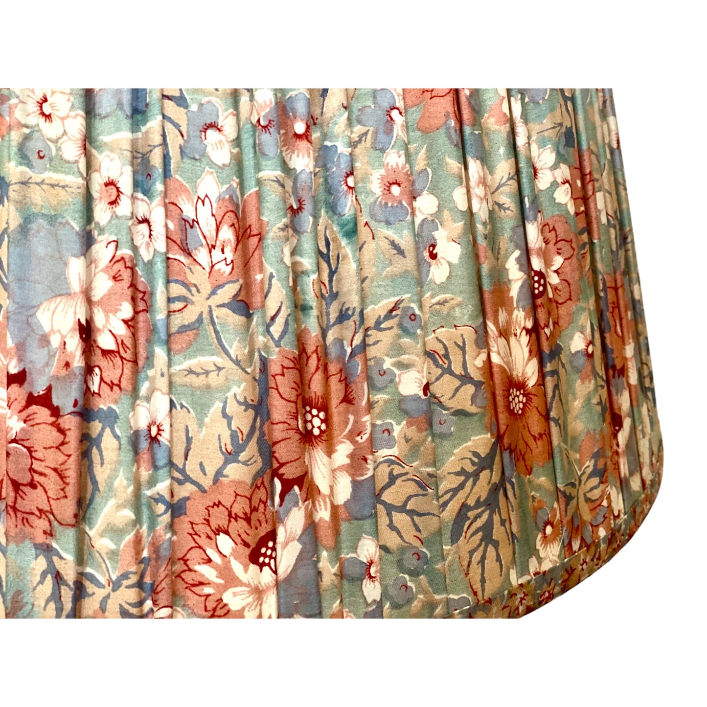 Pink and blue sari lampshade close up