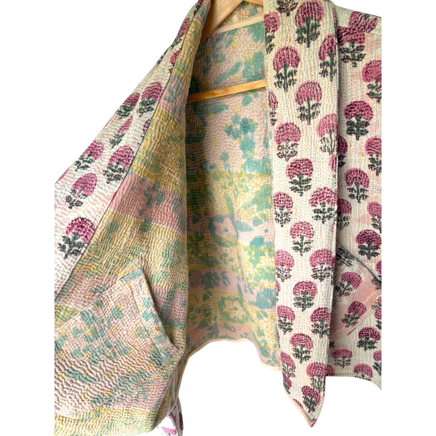 inside of pink flower coat