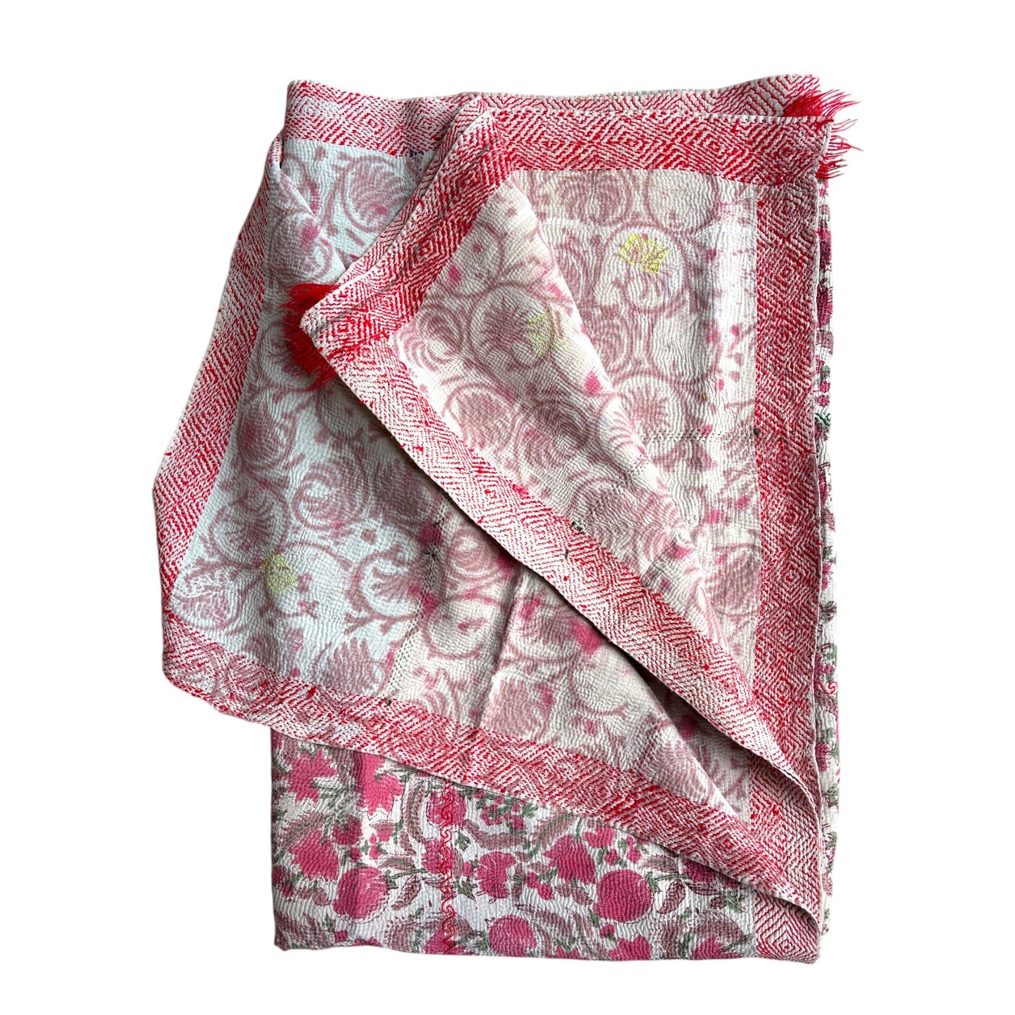 pink vintage kantha