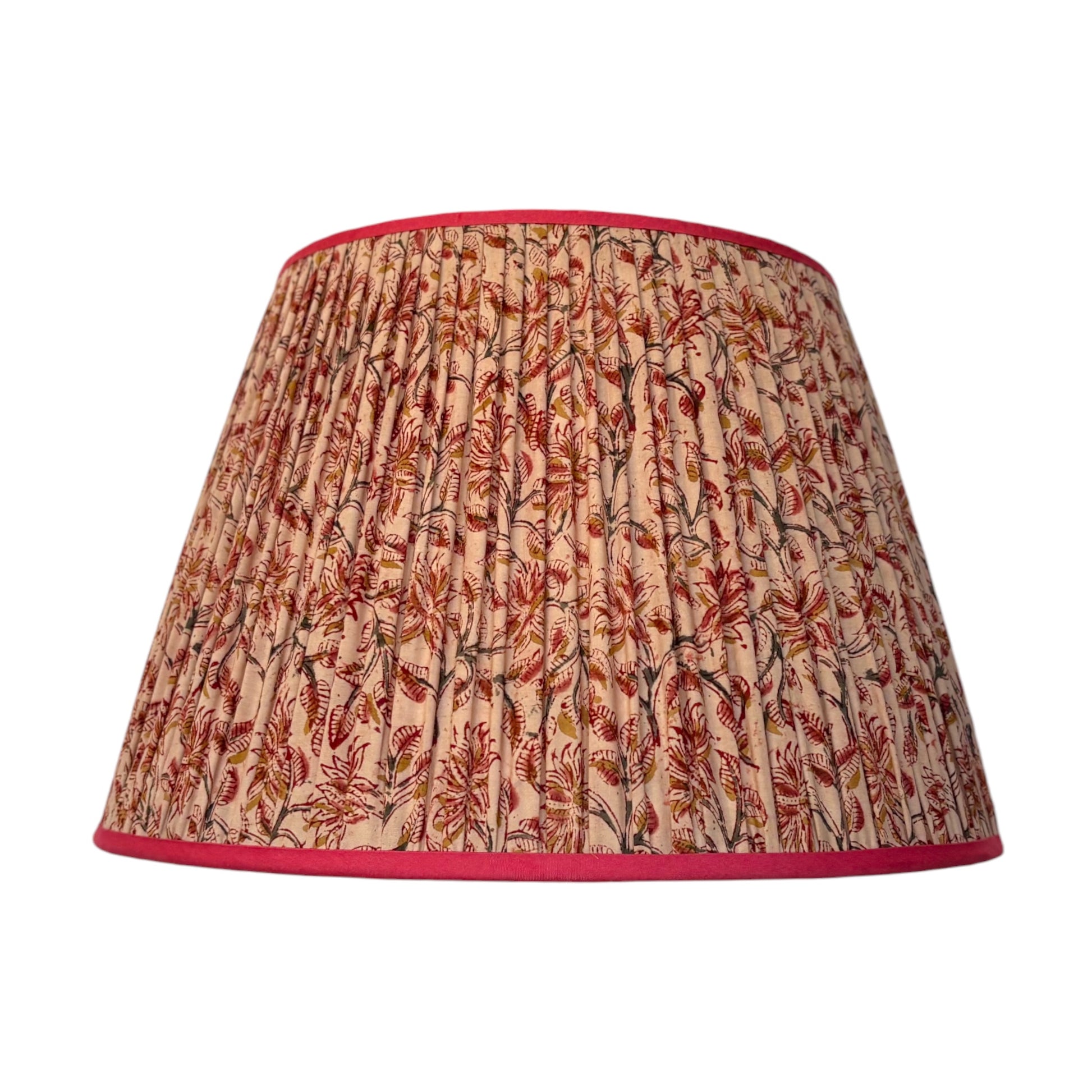 Pink and ochre kalamkari lampshade