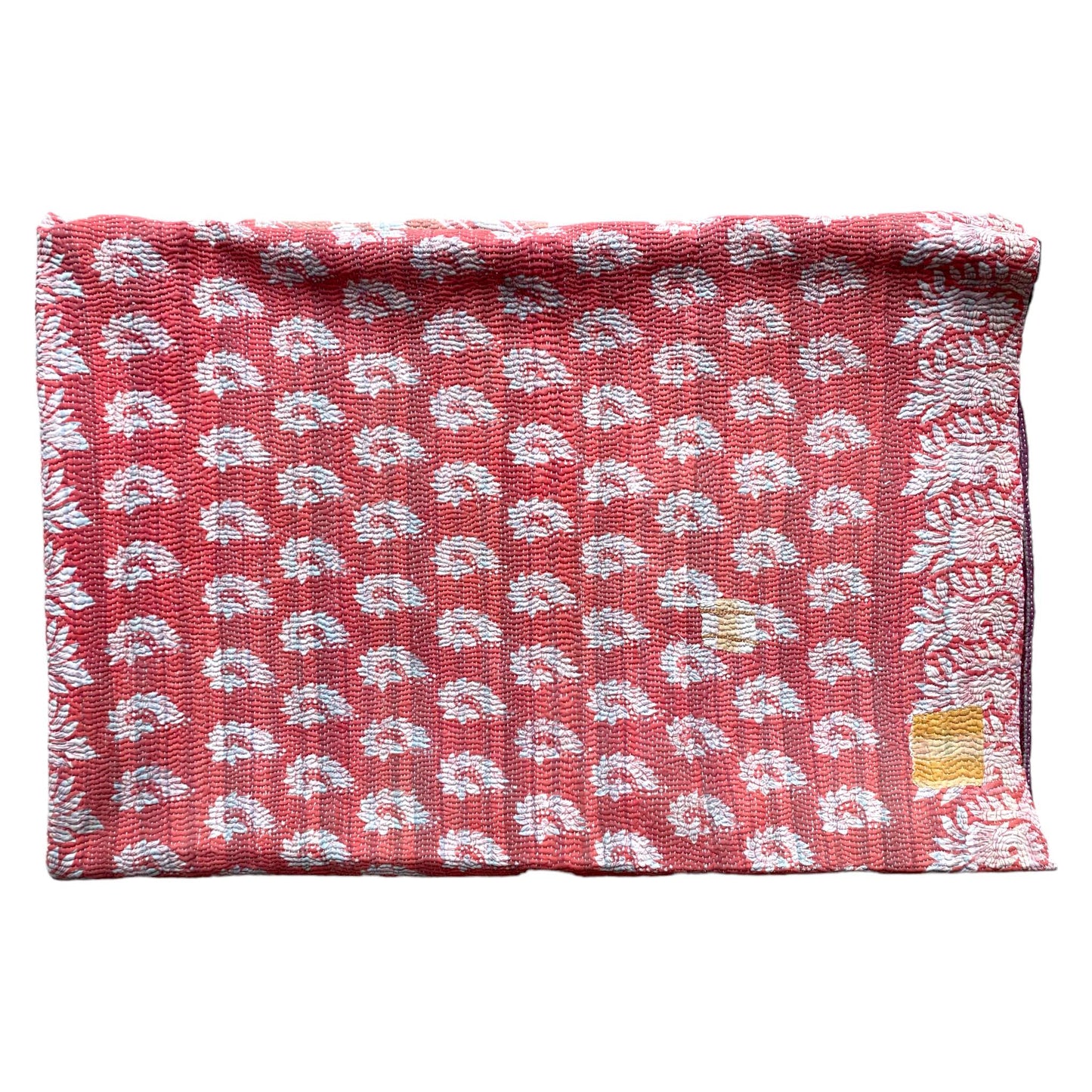 Pink and white vintage kantha