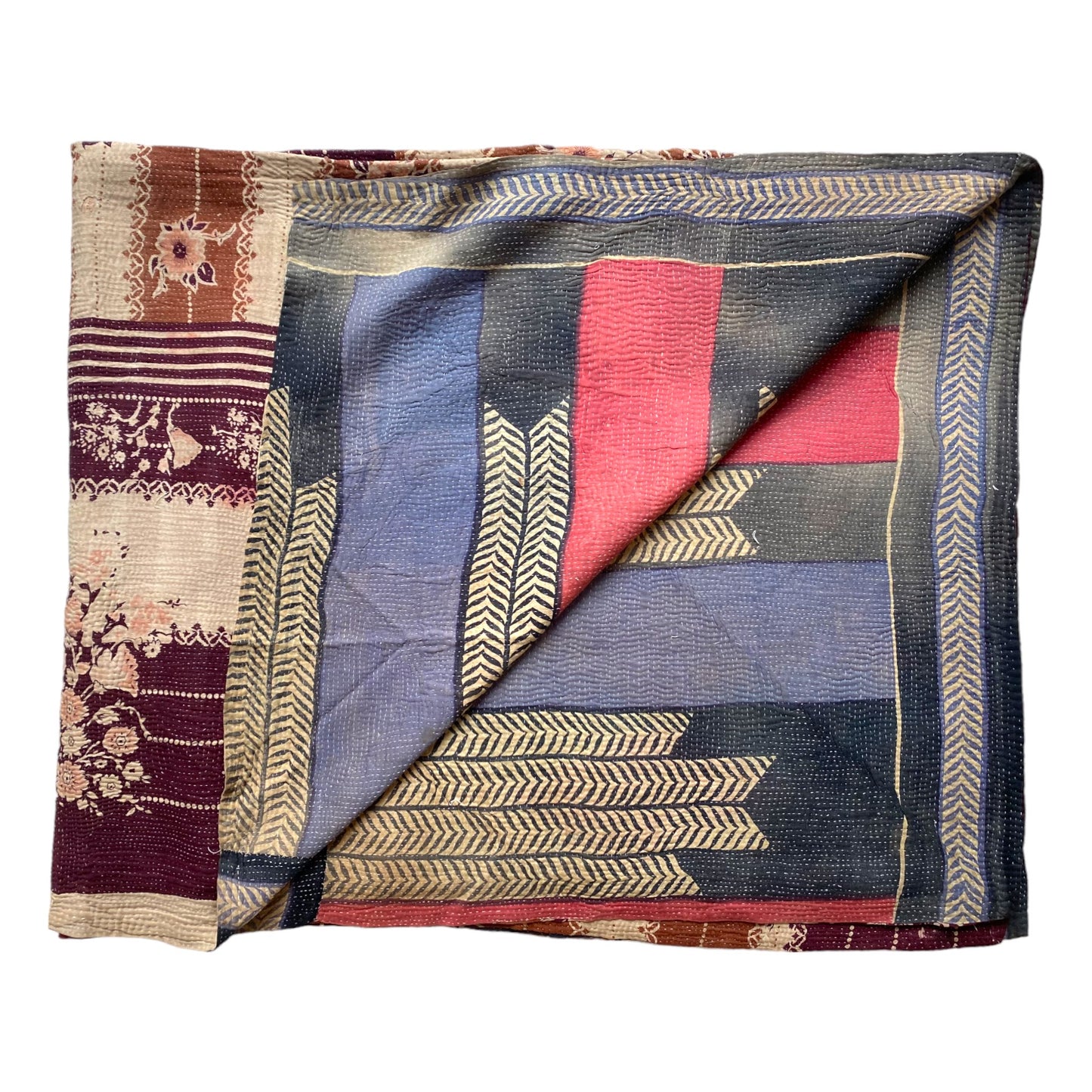 Plum kantha folded