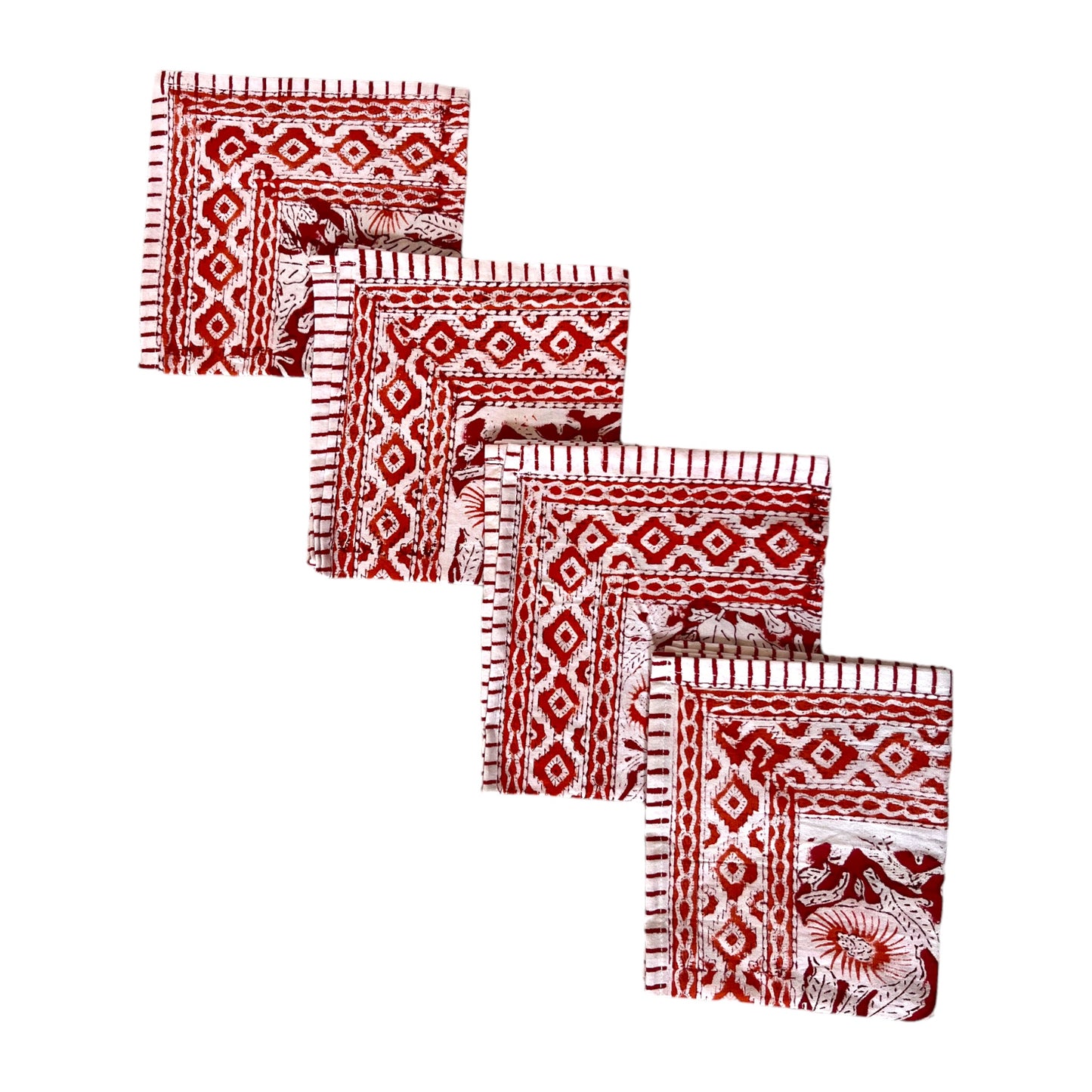 Red and orange napkin set of 4