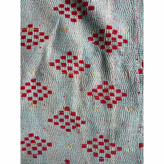 Red and pink vintage kantha