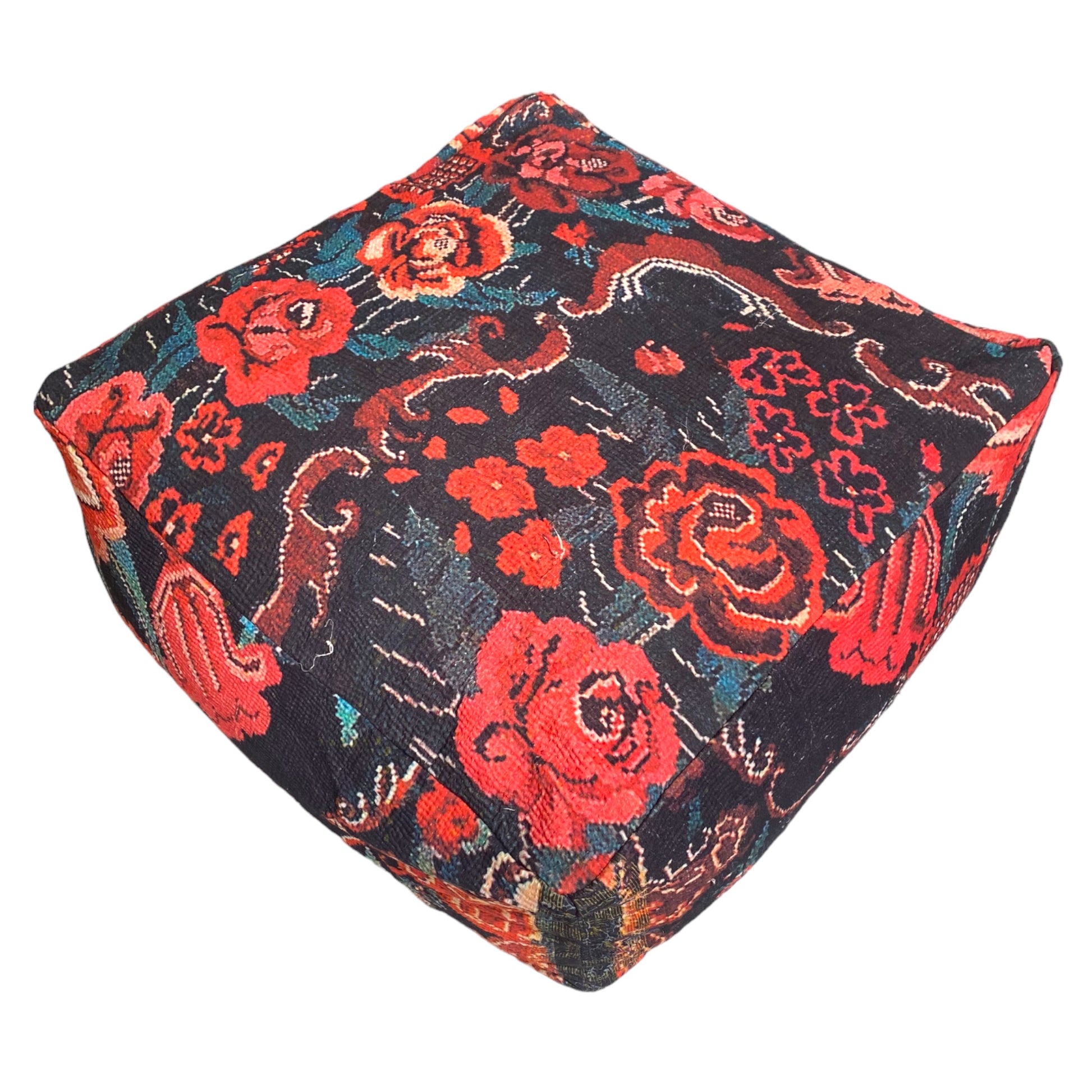 Red roses kantha floor cushion