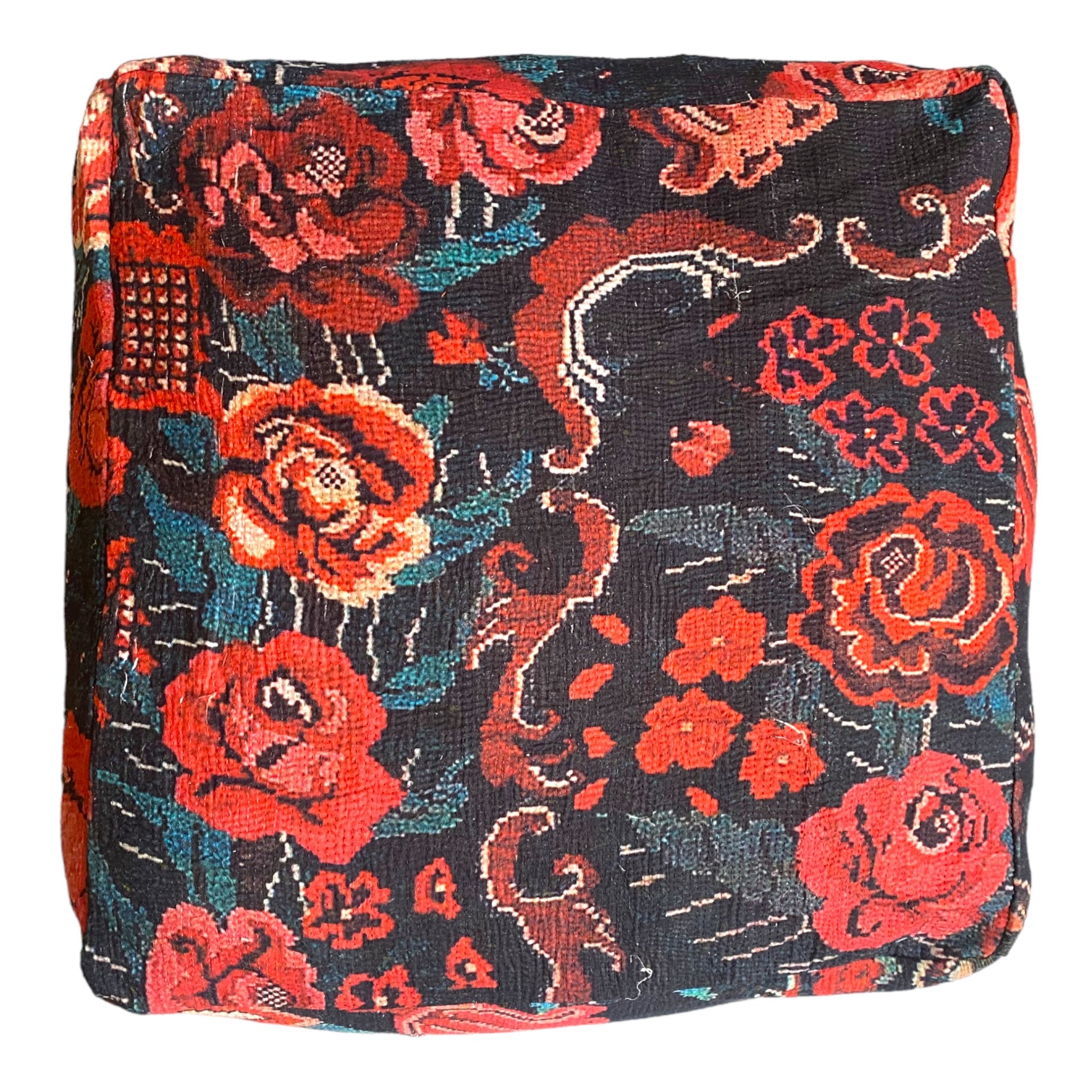 Red roses kantha floor cushion