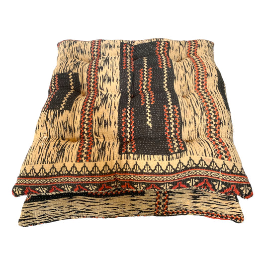 Red white blue kantha seat pads