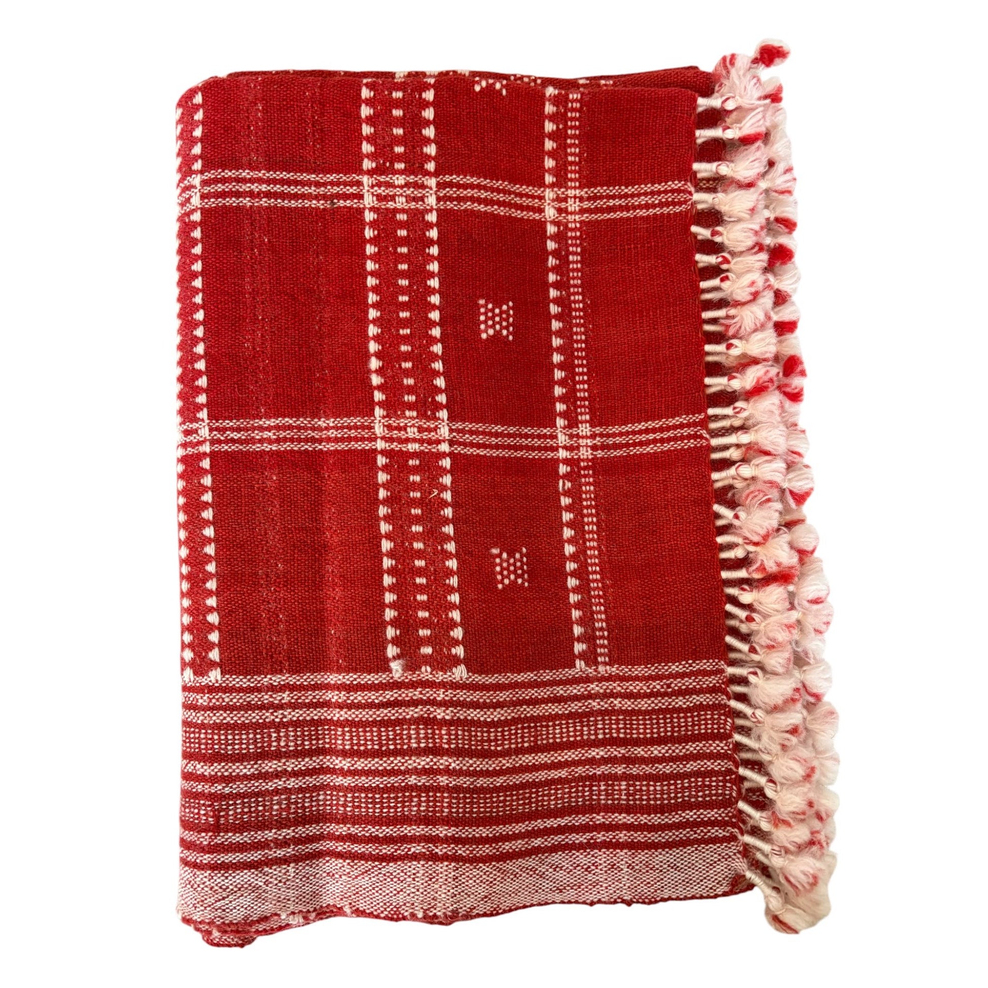 Red woollen throw