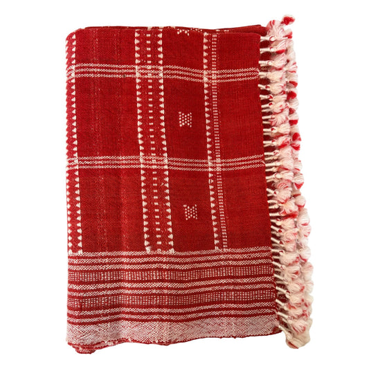 Red woollen throw