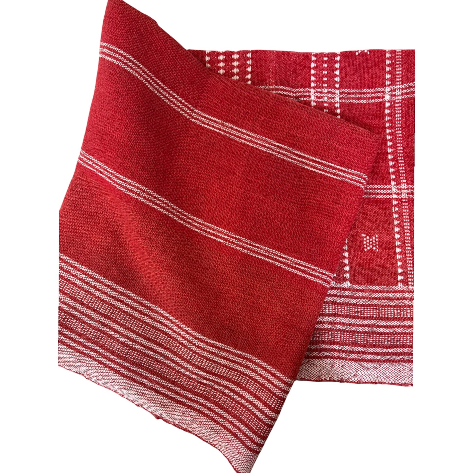 Red woollen throw close up