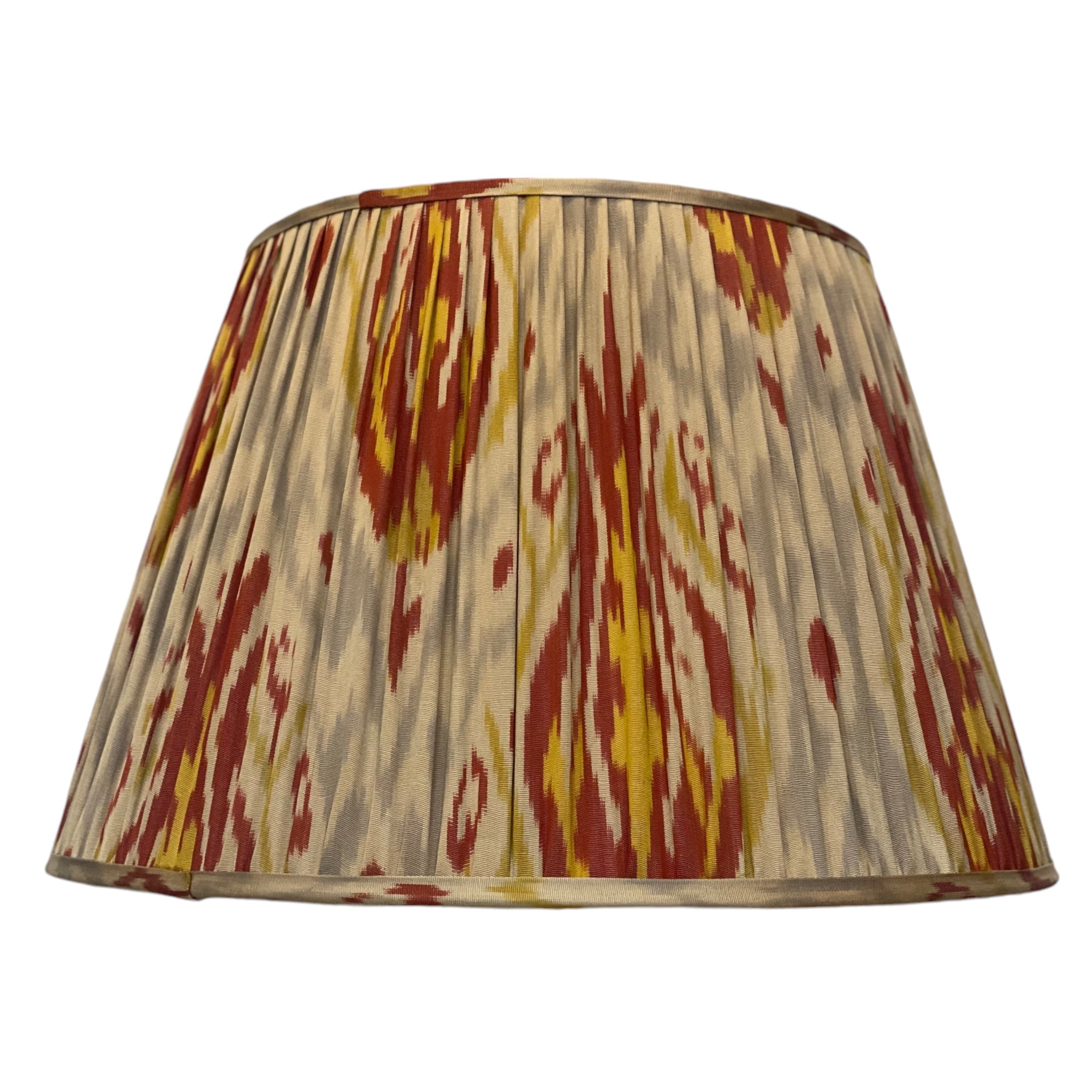 Red and yellow ikat silk lampshade – Samarkand Design