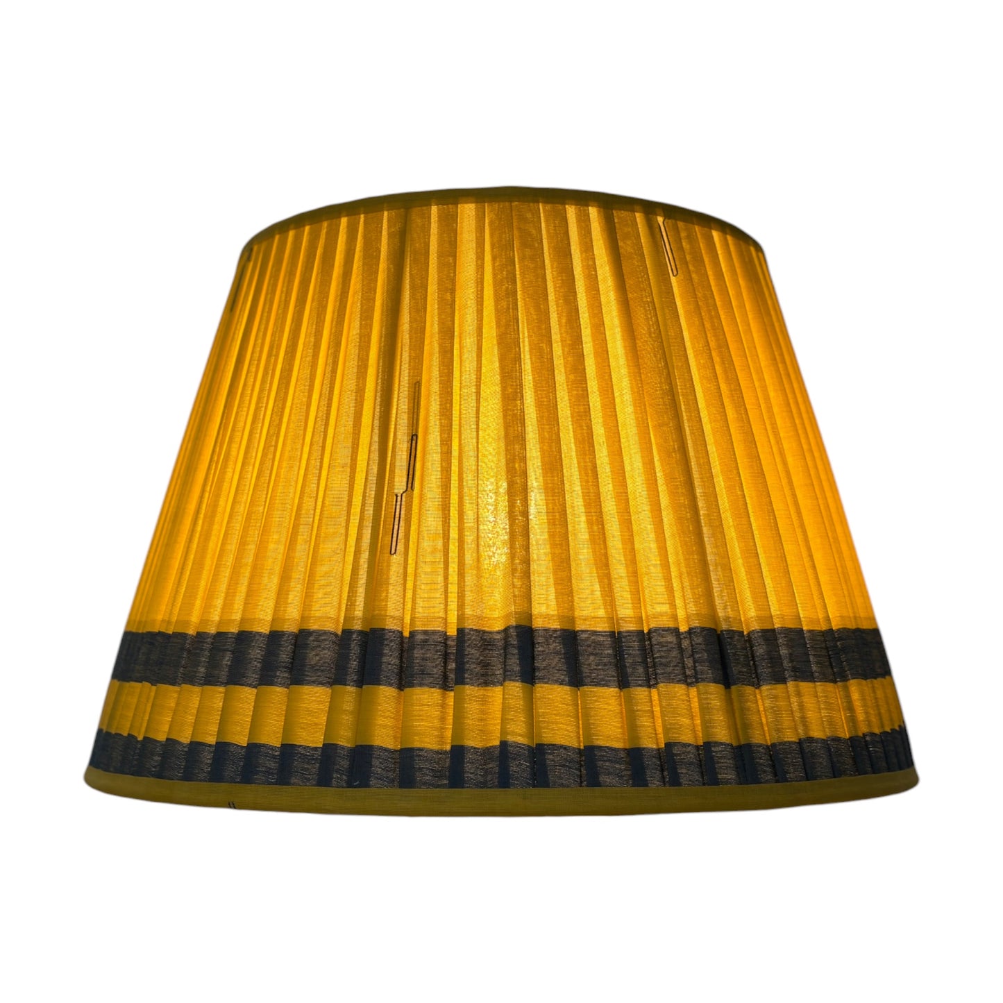 Saffron blue lampshade lit