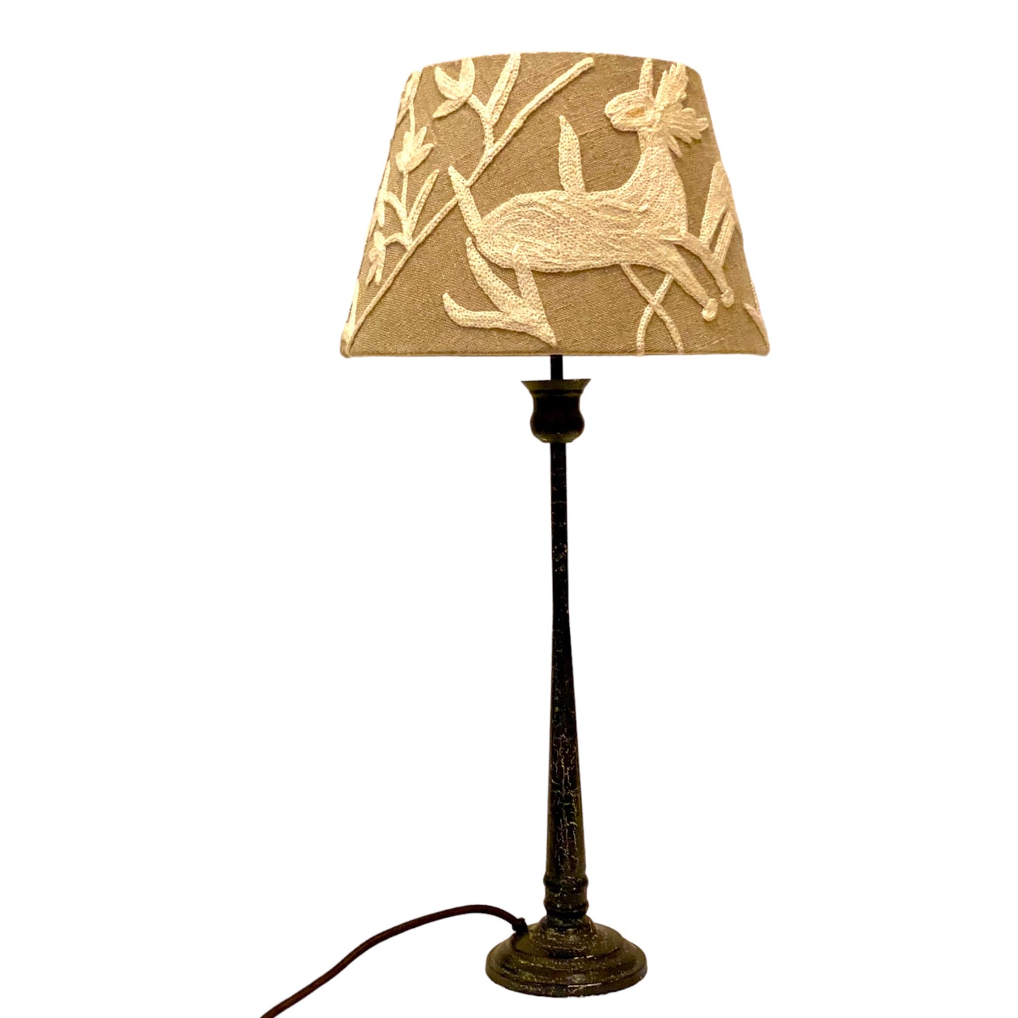 Hiran Linen Lampshade on candlestick lamp