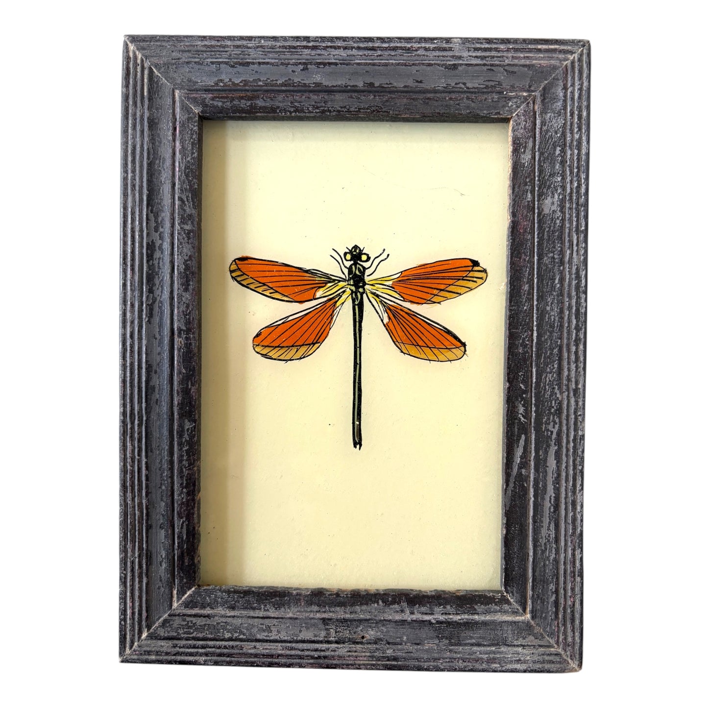 small dragon fly glass painting