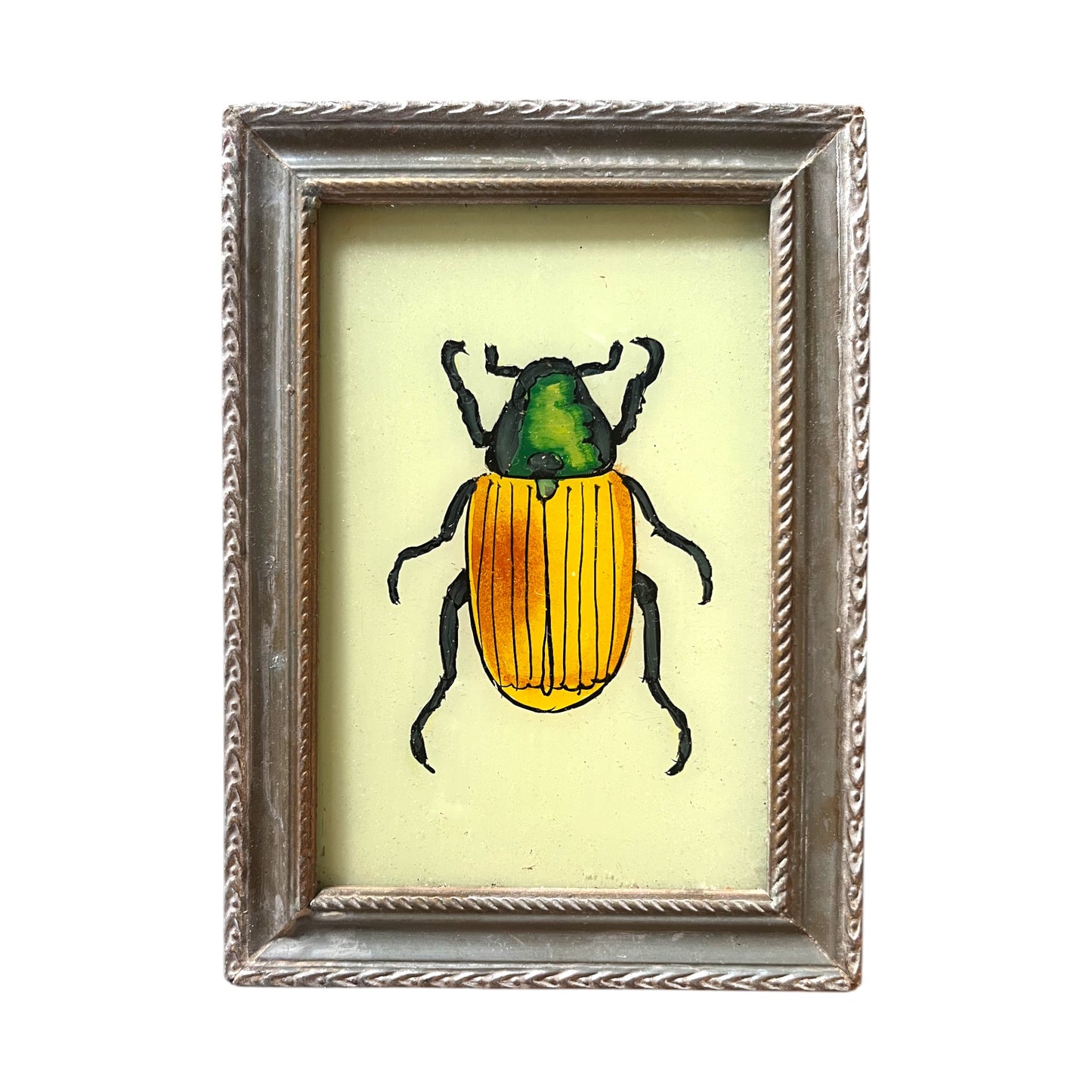 small beetle glass painting