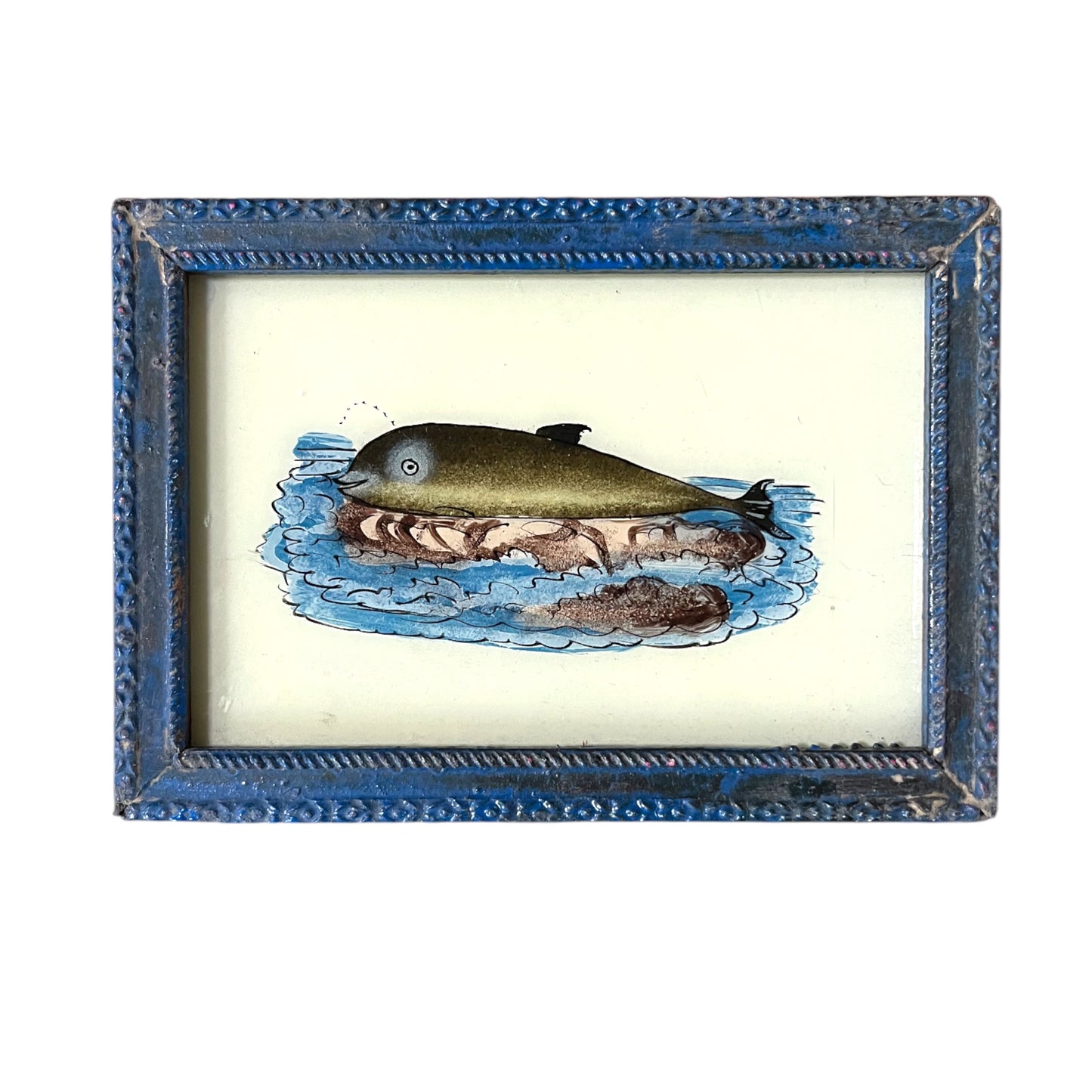Small dolphin glass painting