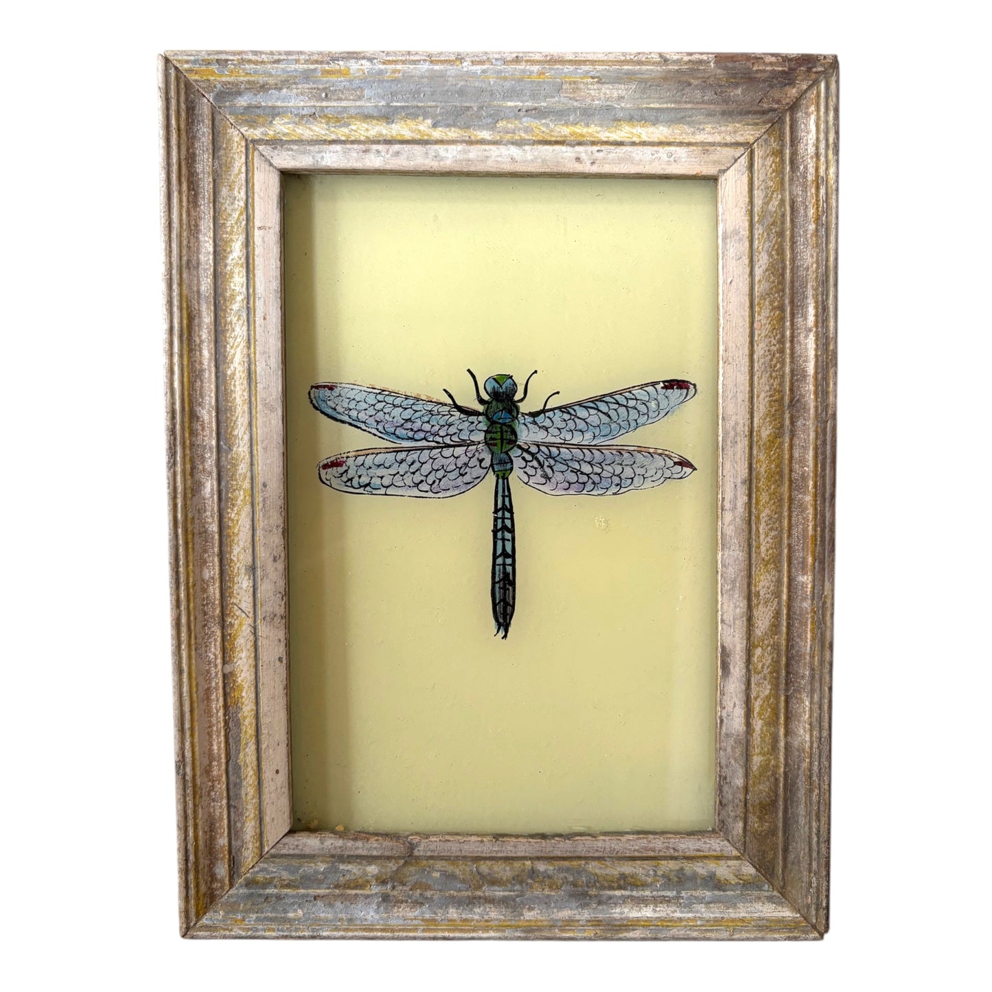 small dragon fly glass painting