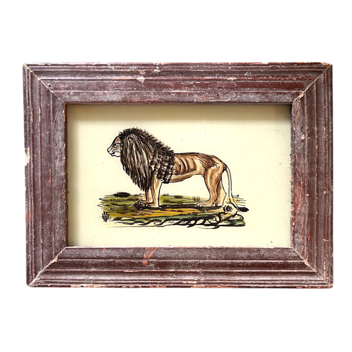 Small lion glass painting