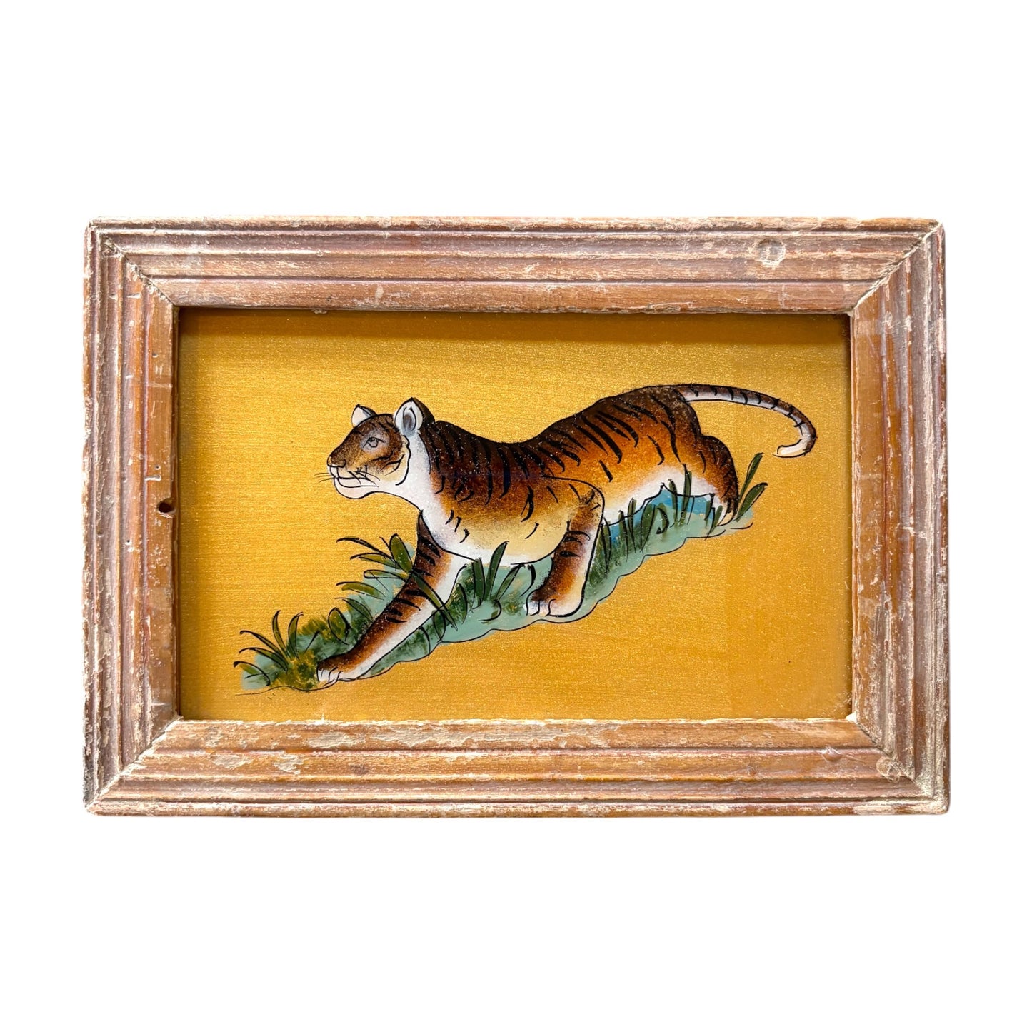 Small gold tiger glass painting
