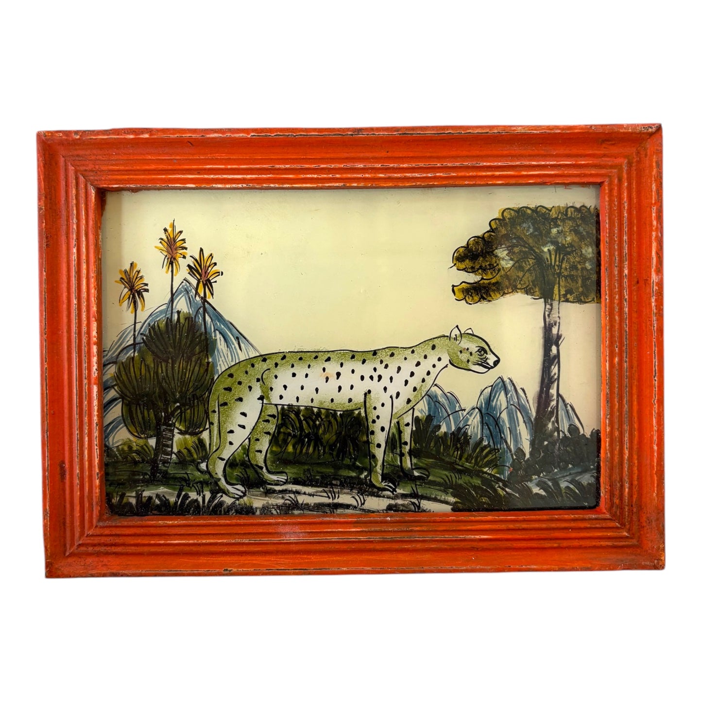small leopard glass painting