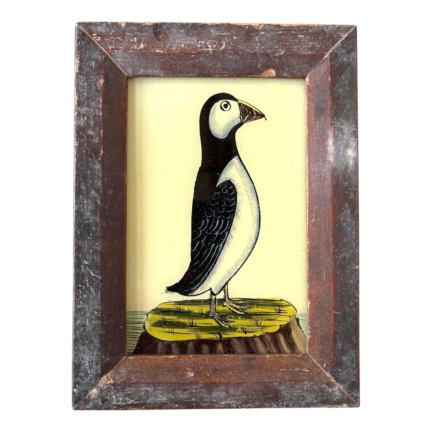 small puffin glass painting