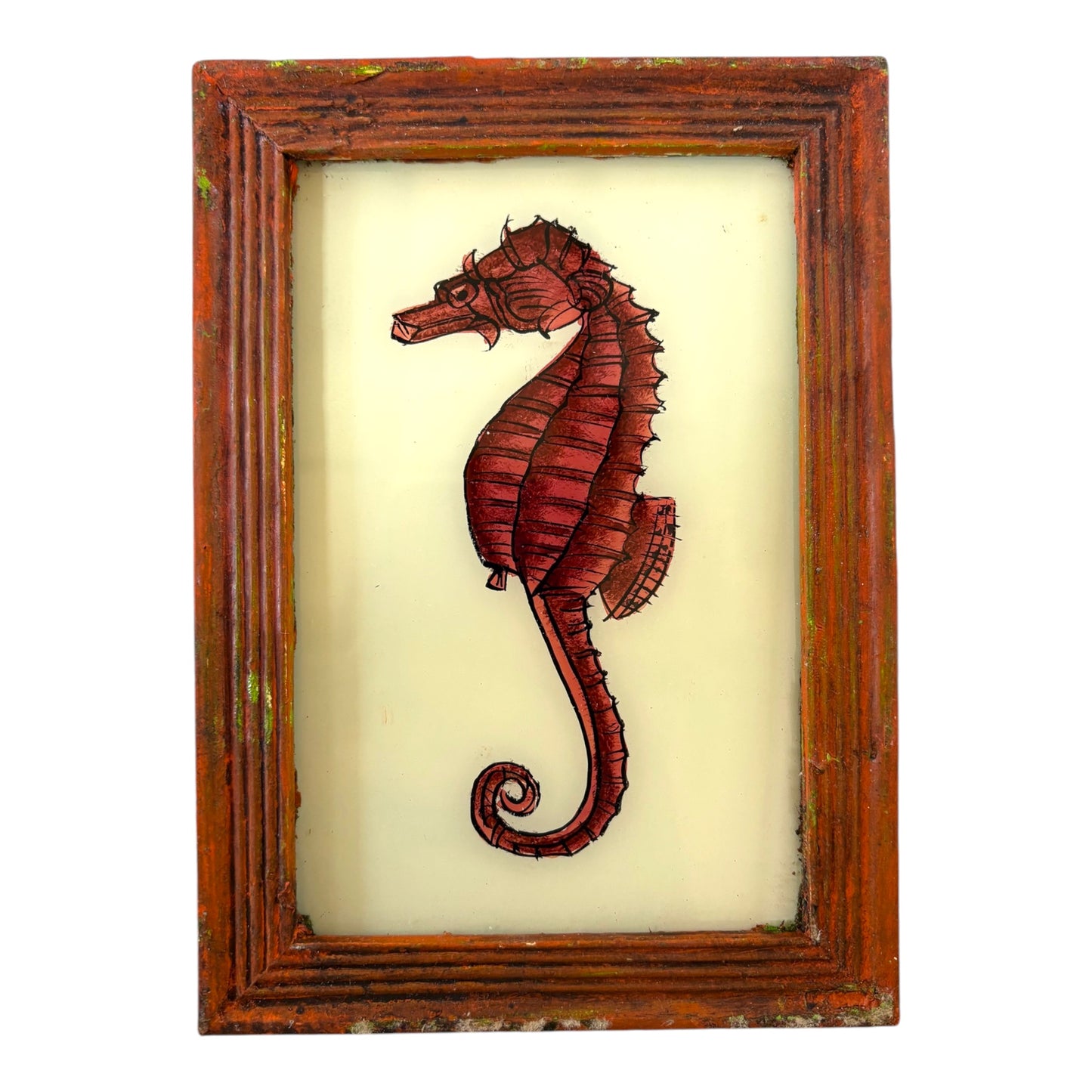 small seahorse glass painting