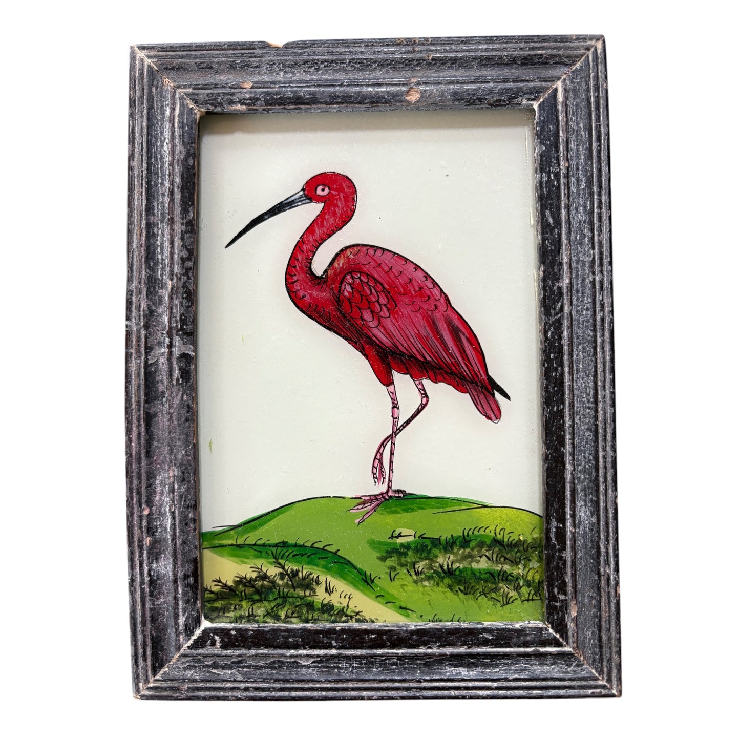 small stork glass painting