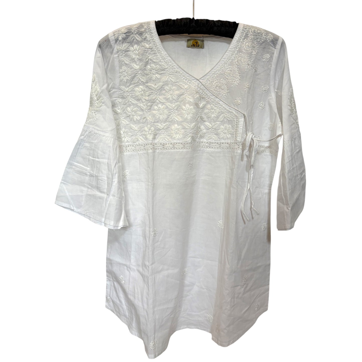 White cotton embroidered top