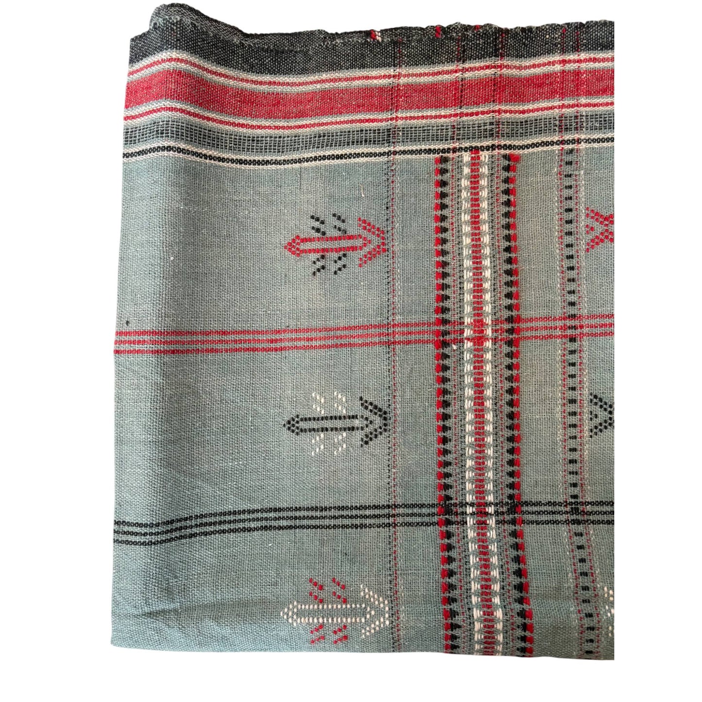 Blue and red woollen throw