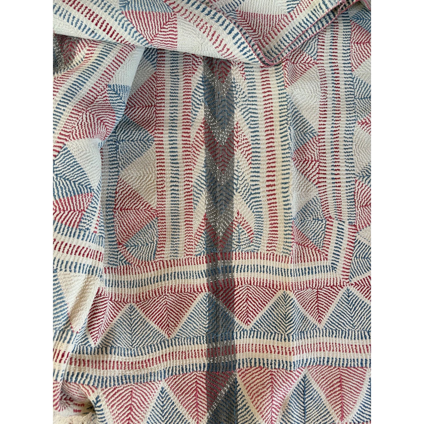 vintage kantha quilt with stripes and chevrons