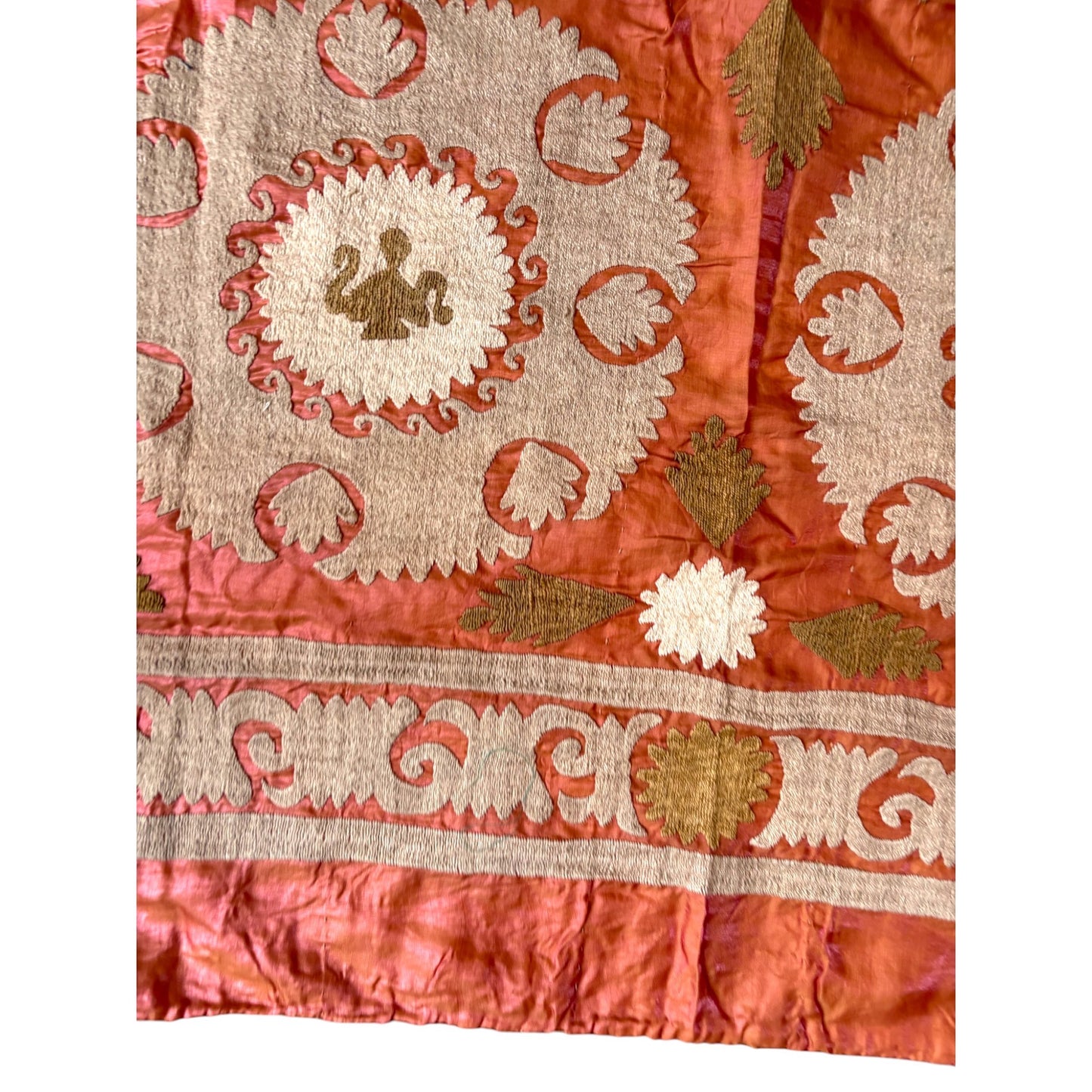 close up of Decorative suzani with intricate patterns and embroidery