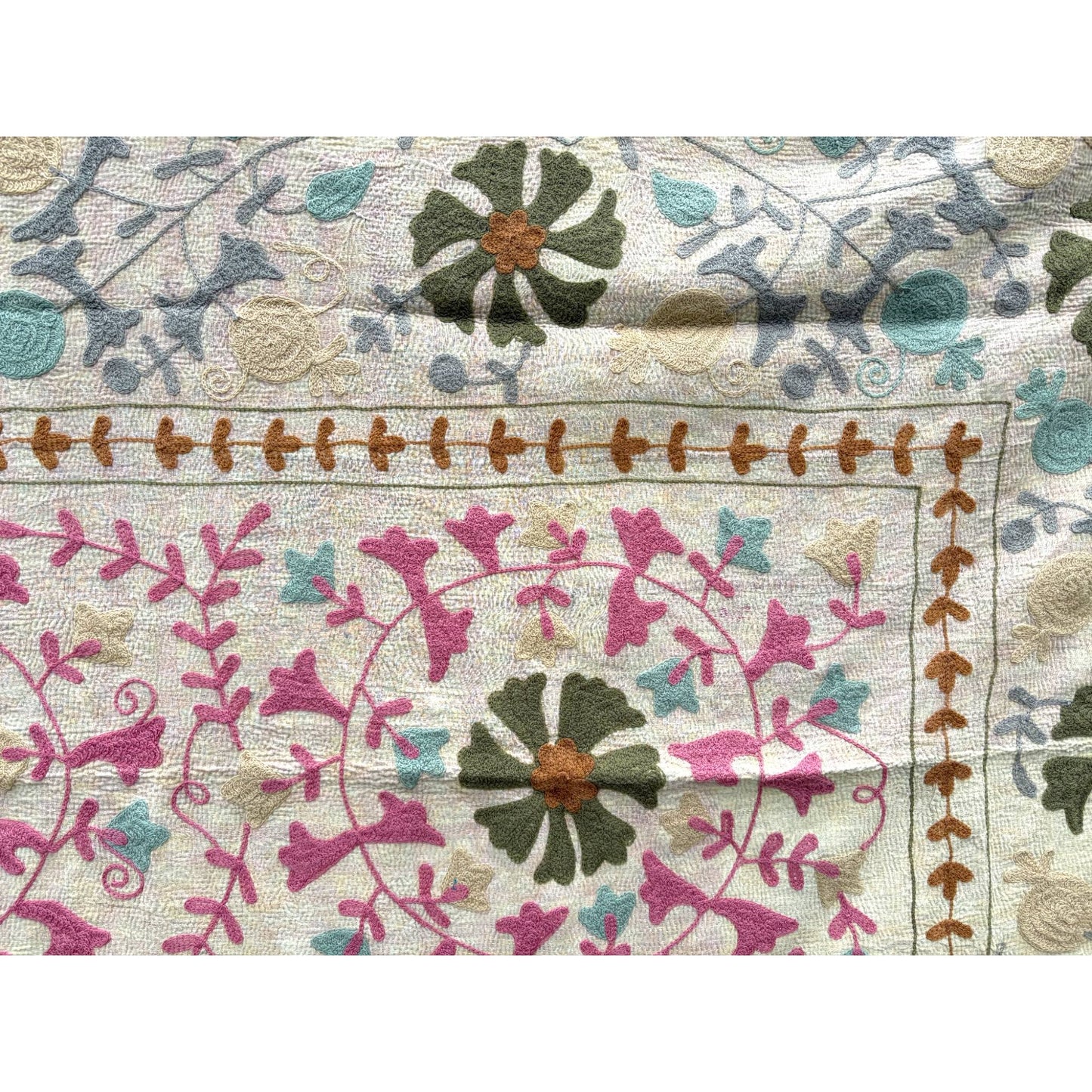 close up suzani kantha quilt
