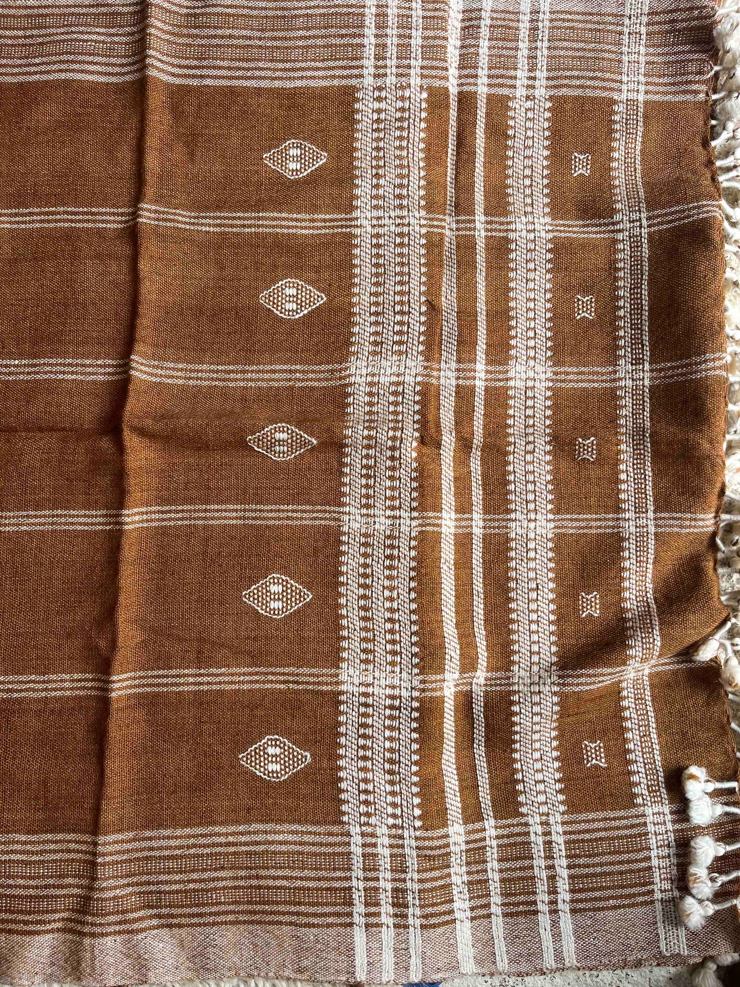 Tobacco woollen shawl