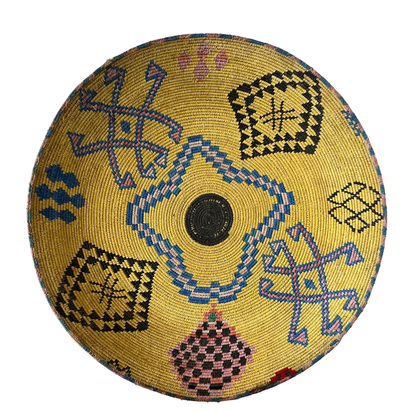 Yellow vintage berber basket