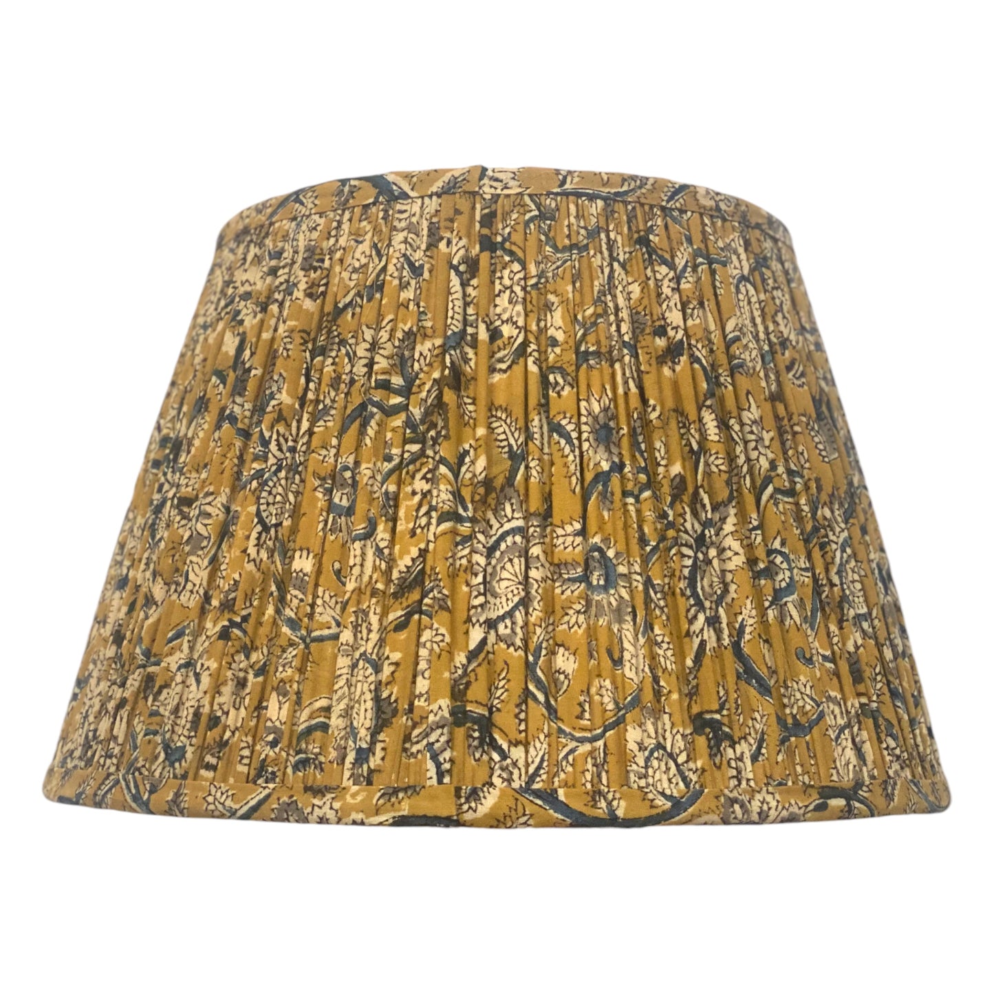 Yellow and blue kalamkari cotton lampshade
