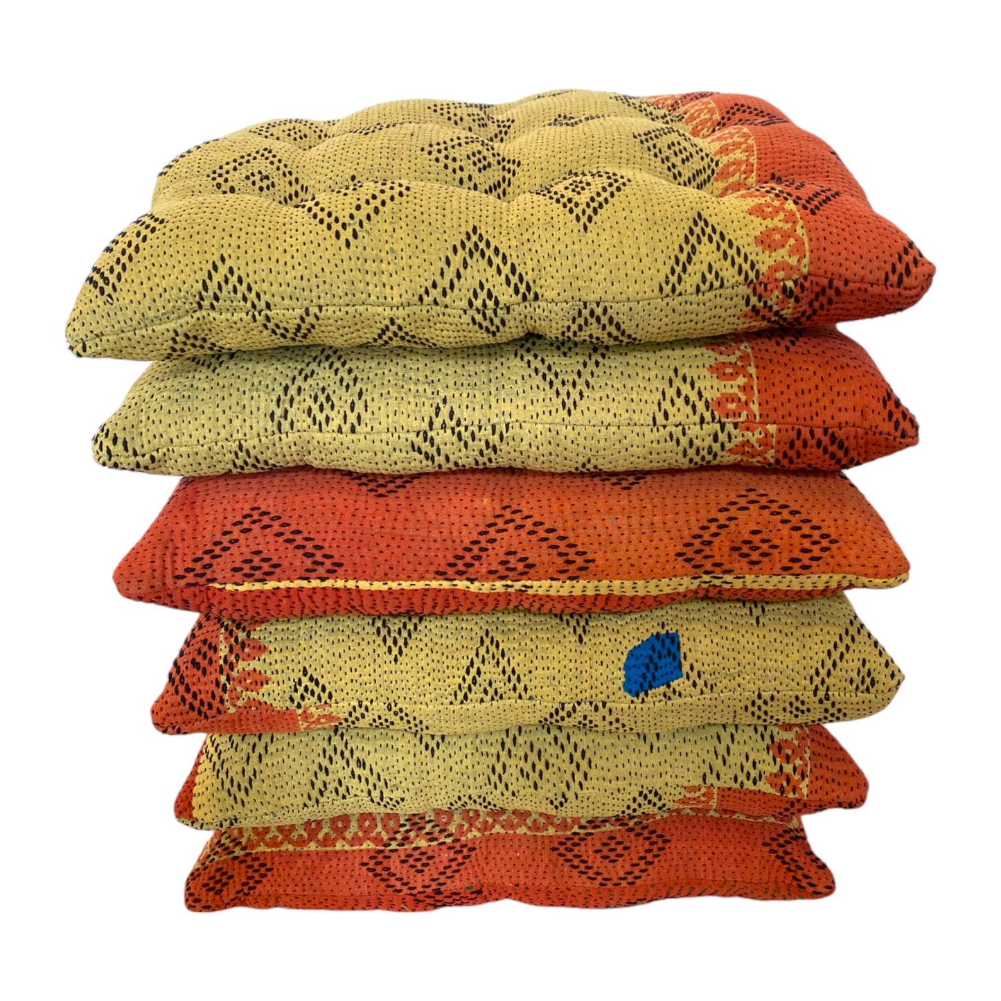 yellow diamond kantha seat pad set