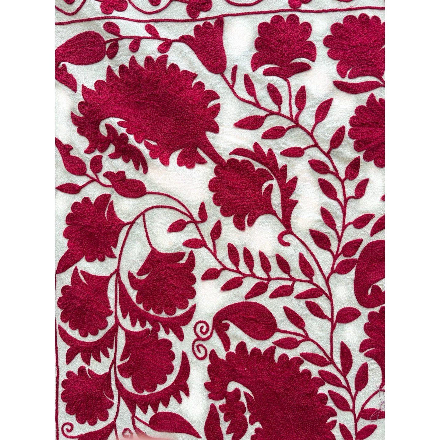 close up of red suzani