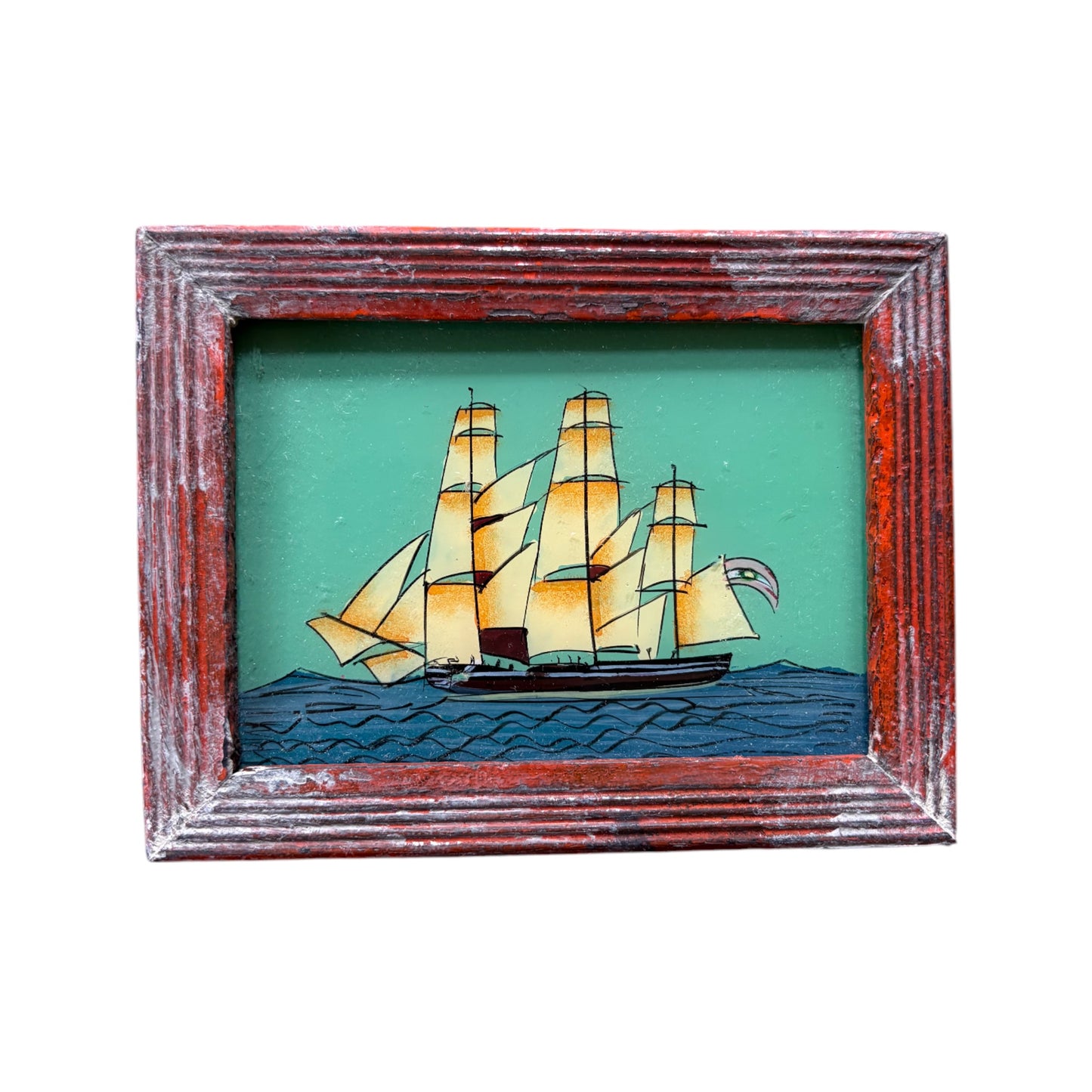 Mini boat glass painting