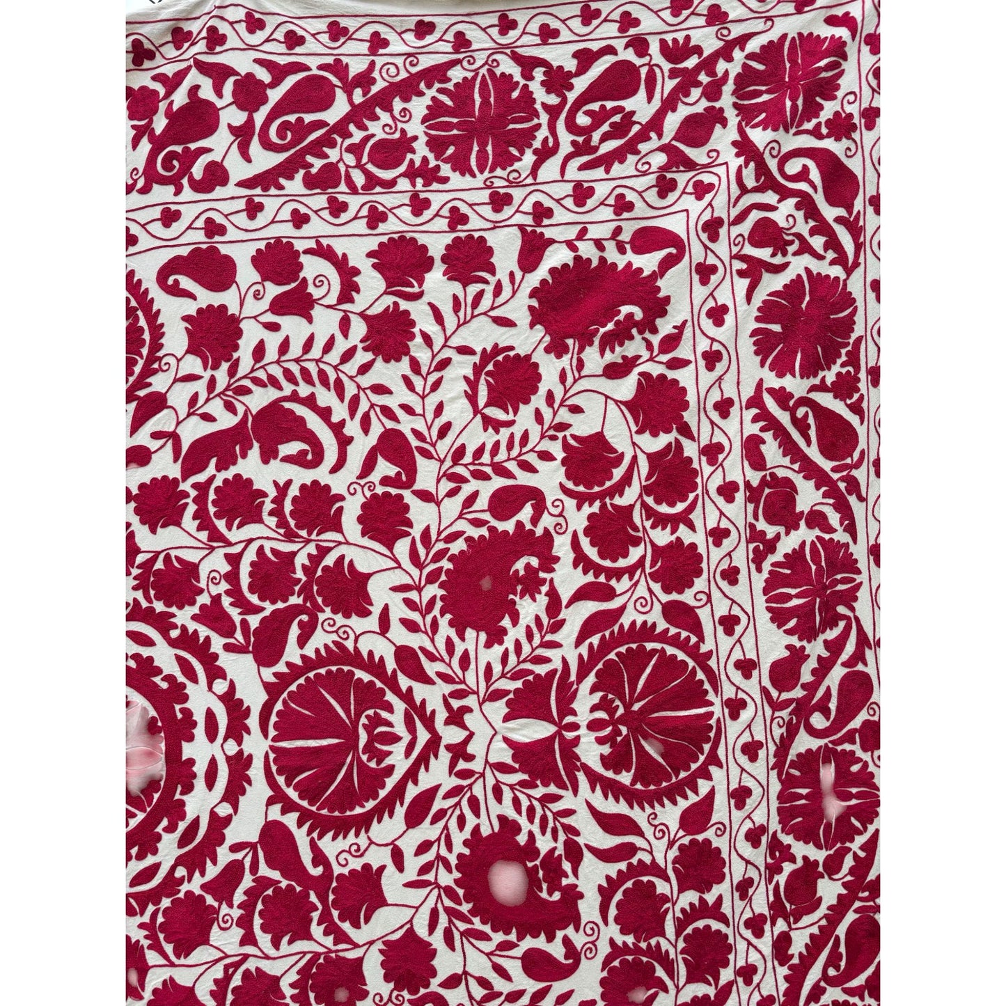 Red floral pattern on a white background