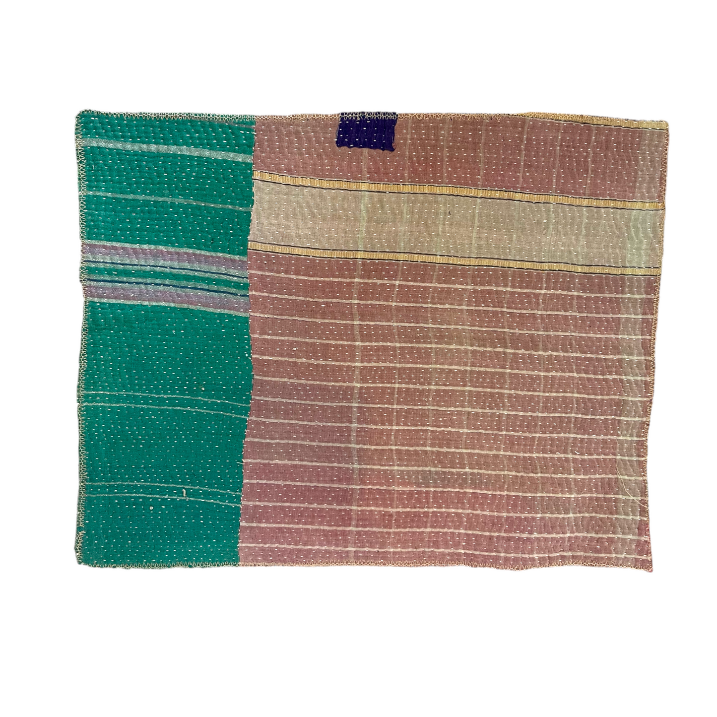 Pink check kantha placemat