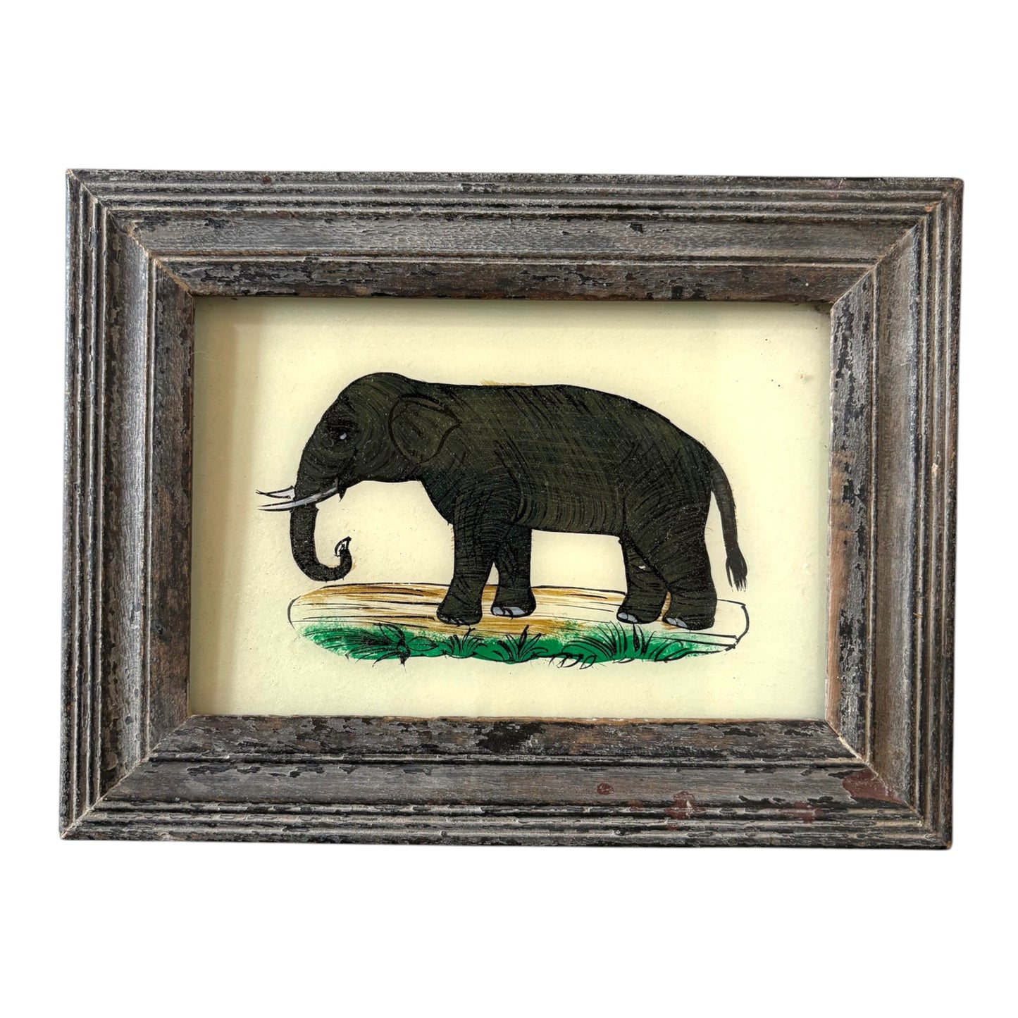 Small elephant glass painting